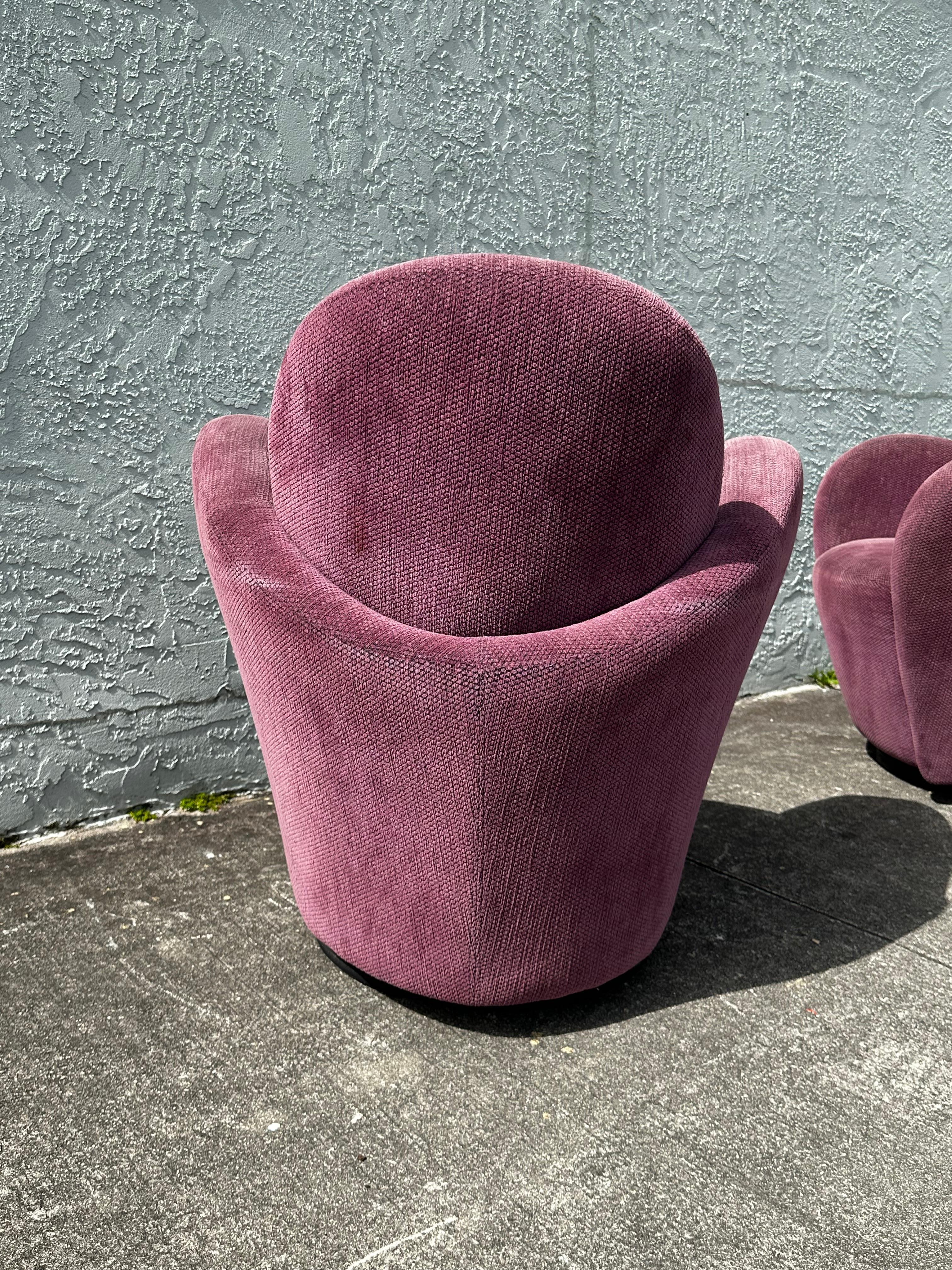 1990s Post Modern Muave Swivel Chairs by Michael Wolk for Directional, Set of 2 For Sale 5