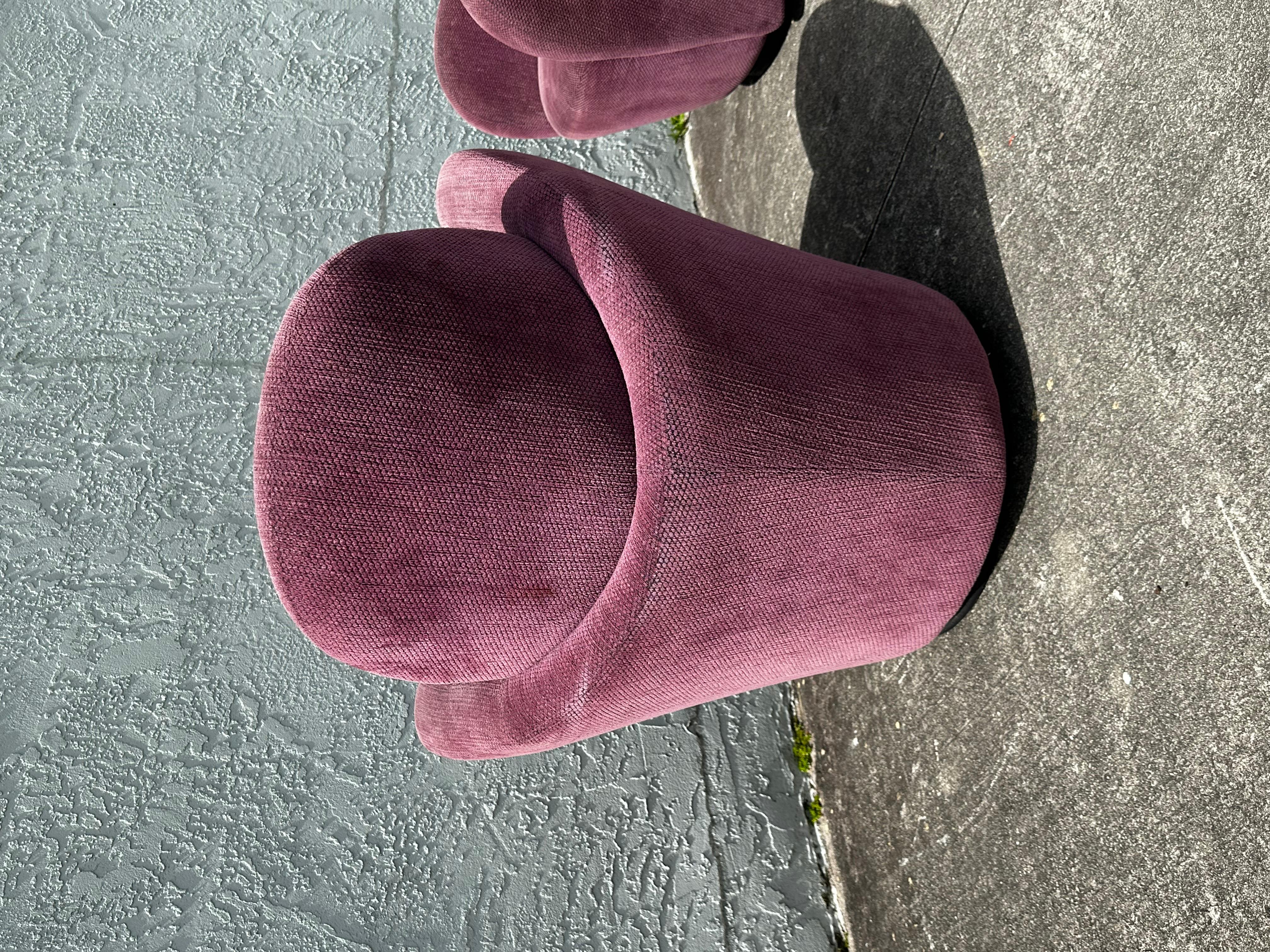 1990s Post Modern Muave Swivel Chairs by Michael Wolk for Directional, Set of 2 For Sale 5