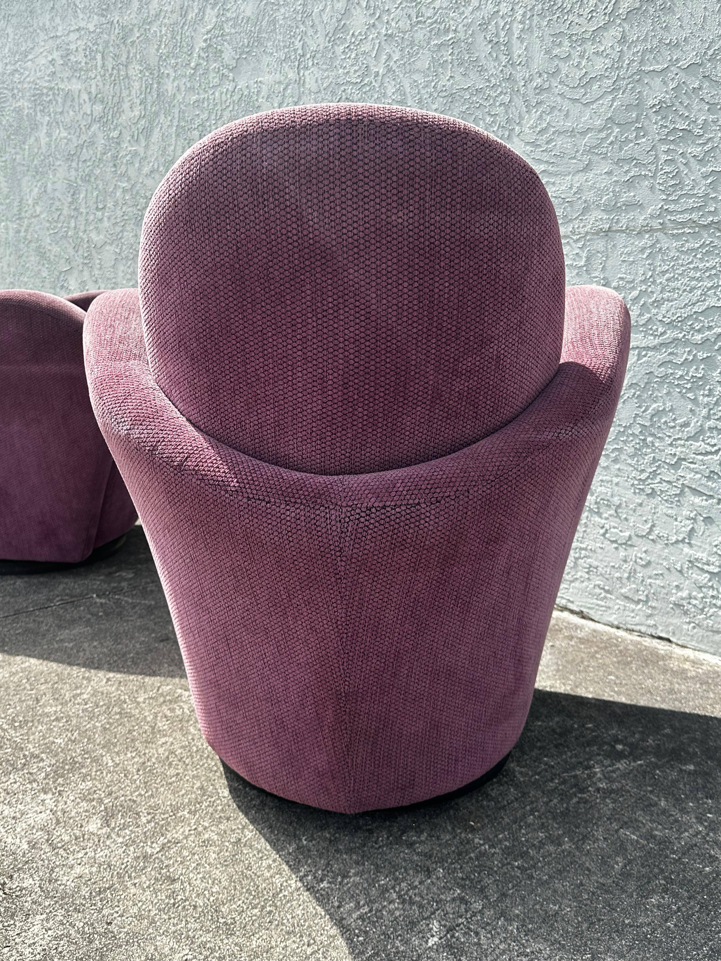 1990s Post Modern Muave Swivel Chairs by Michael Wolk for Directional, Set of 2 For Sale 6