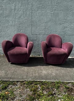 1990s Post Modern Muave Swivel Chairs by Michael Wolk for Directional, Set of 2