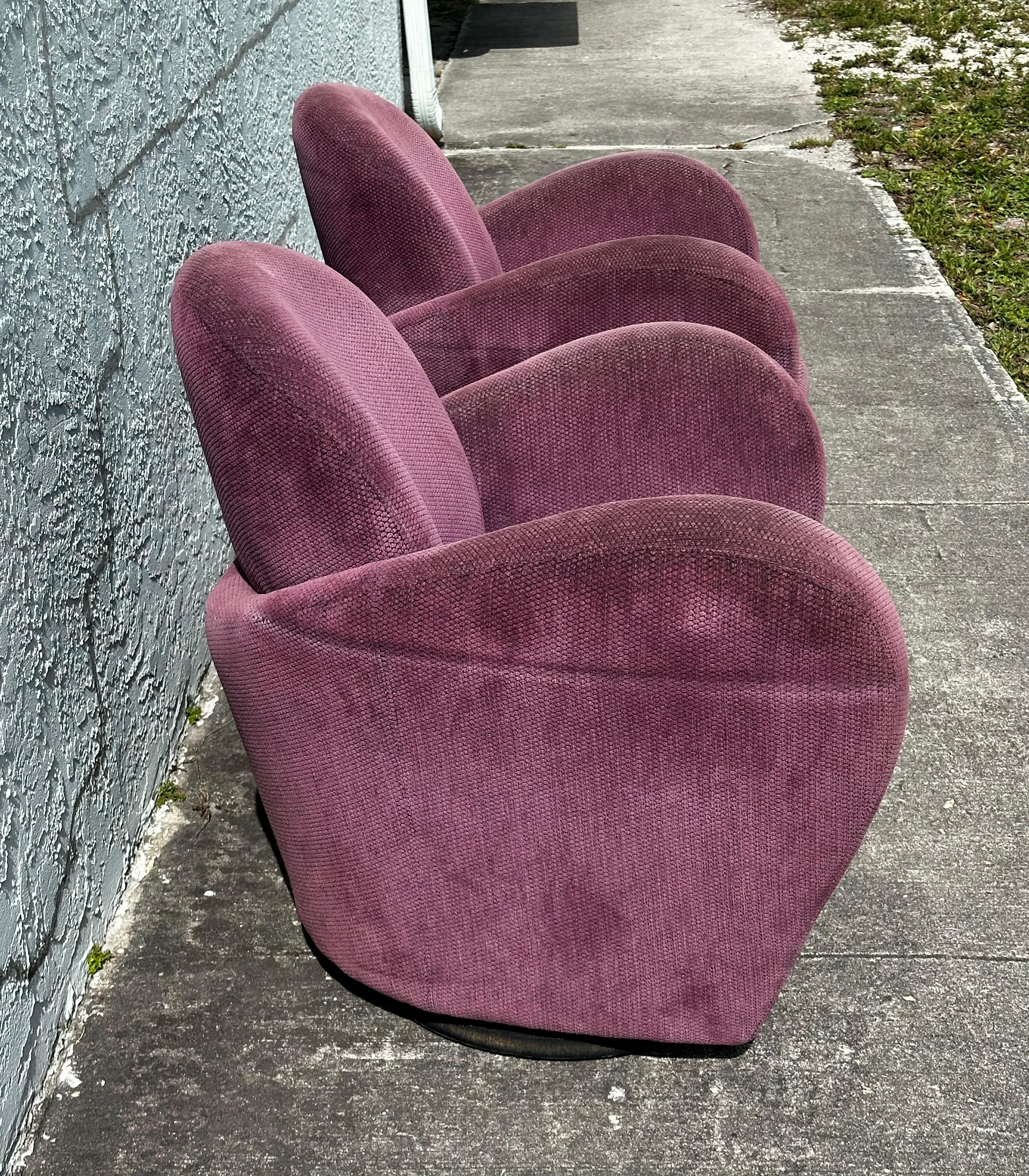 1990s Post Modern Muave Swivel Chairs by Michael Wolk for Directional, Set of 2 In Good Condition For Sale In Fort Lauderdale, FL