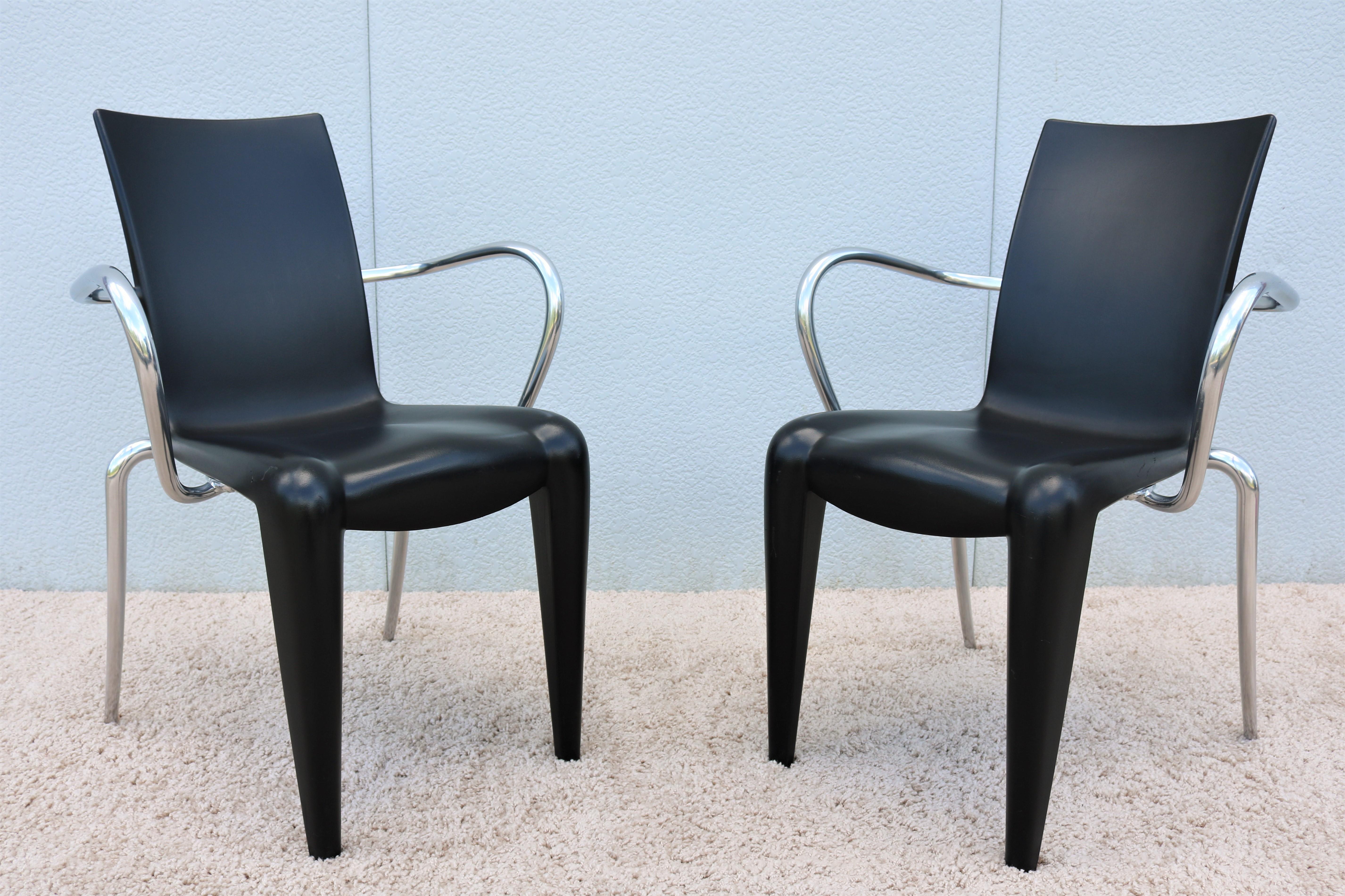 1990er Jahre Post-Modern Philippe Starck für Vitra Schwarzer Louis 20 Sessel, 3 verfügbar (Poliert) im Angebot