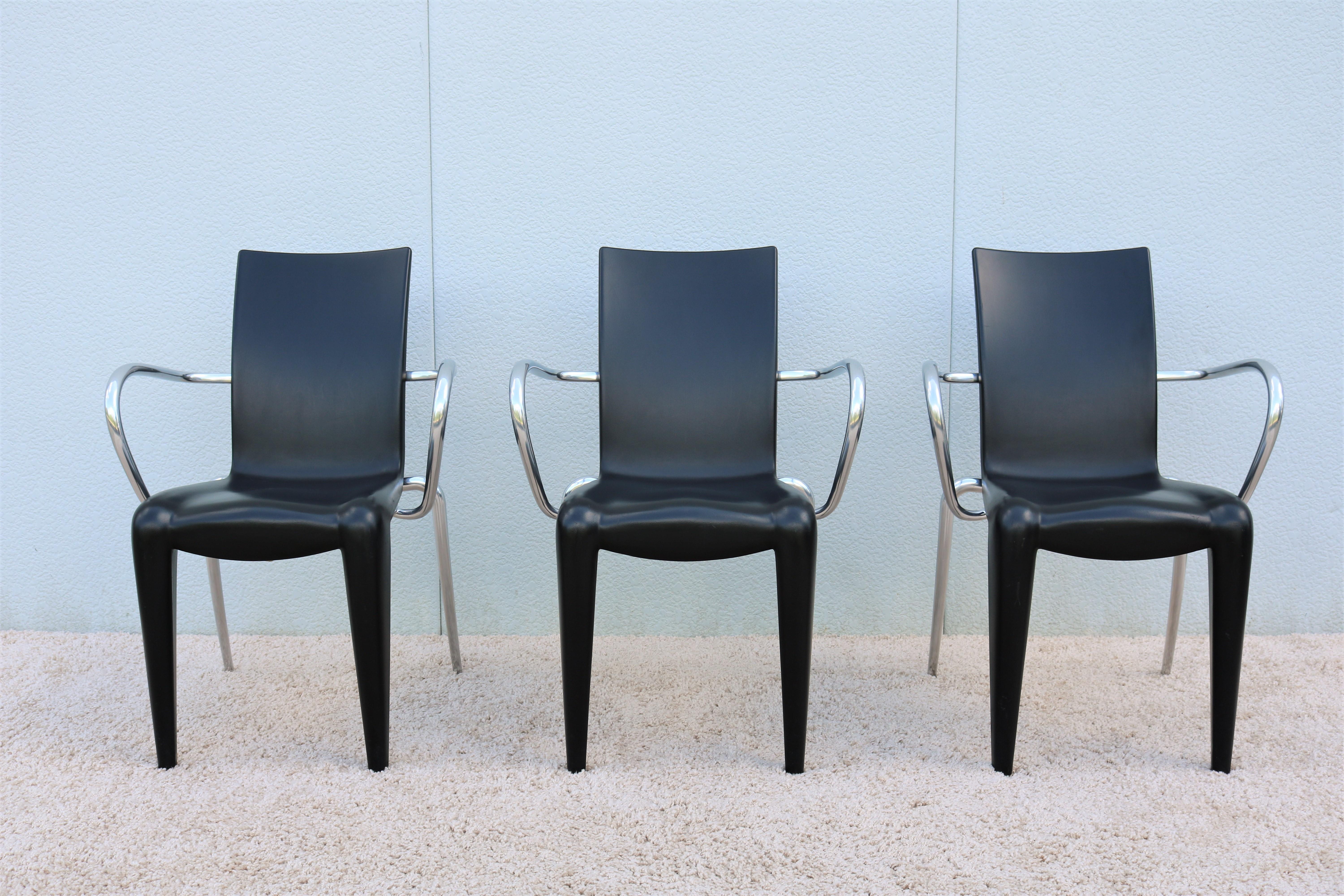 1990er Jahre Post-Modern Philippe Starck für Vitra Schwarzer Louis 20 Sessel, 3 verfügbar (Aluminium) im Angebot