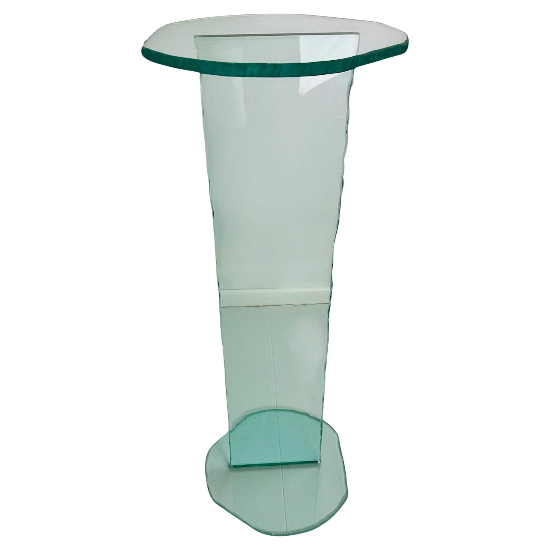 1990s Post Modern Rough Edge Glass Pedestal