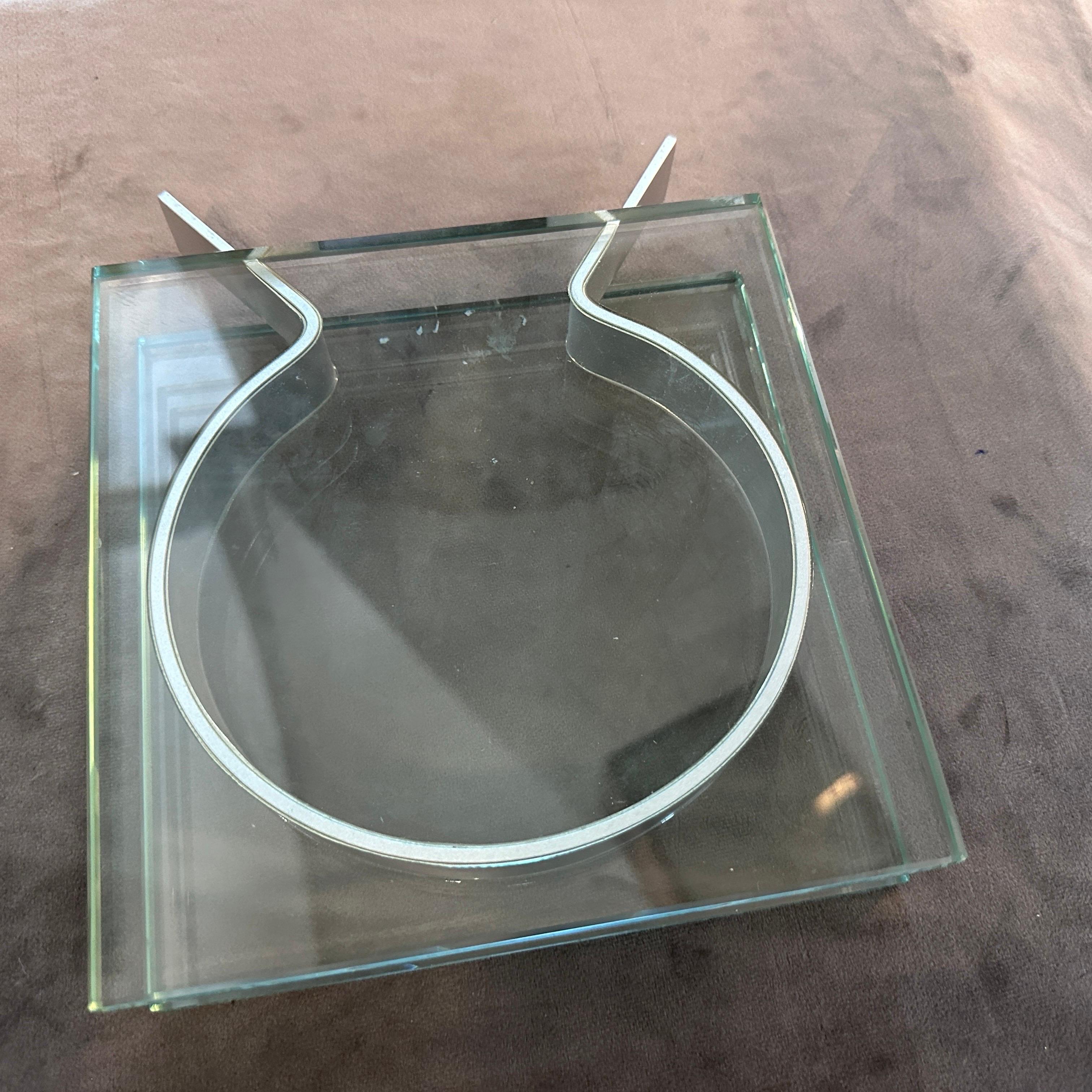 1990s Post Modernist Glass and Metal Italian Design Vase For Sale 5