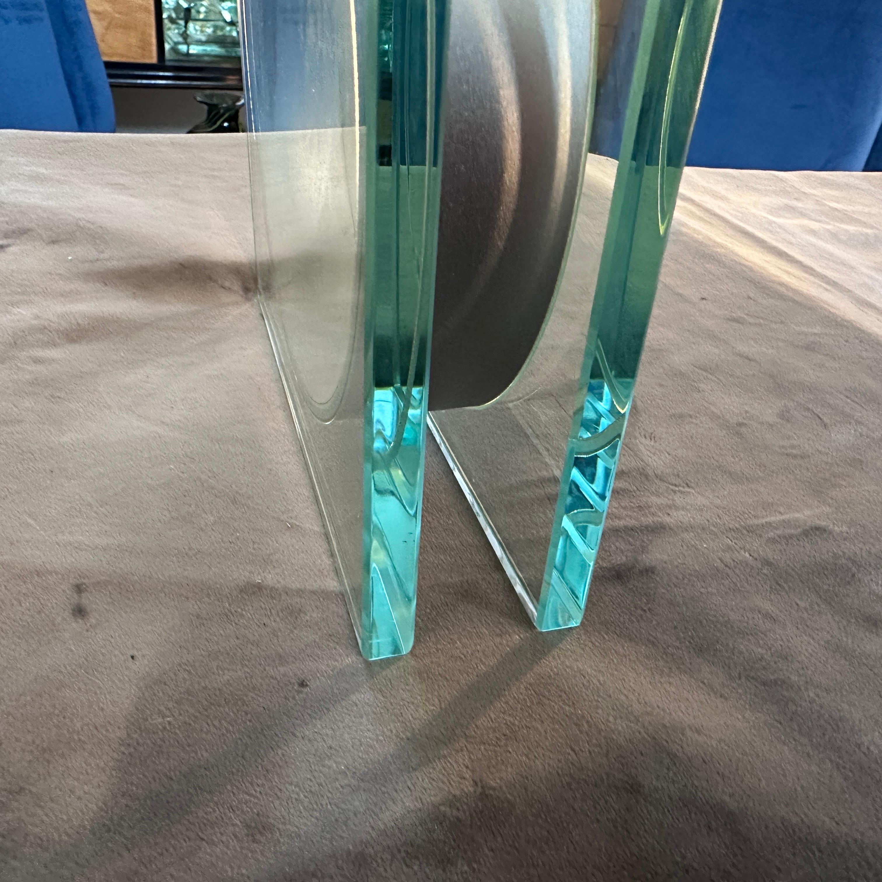 1990s Post Modernist Glass and Metal Italian Design Vase For Sale 2