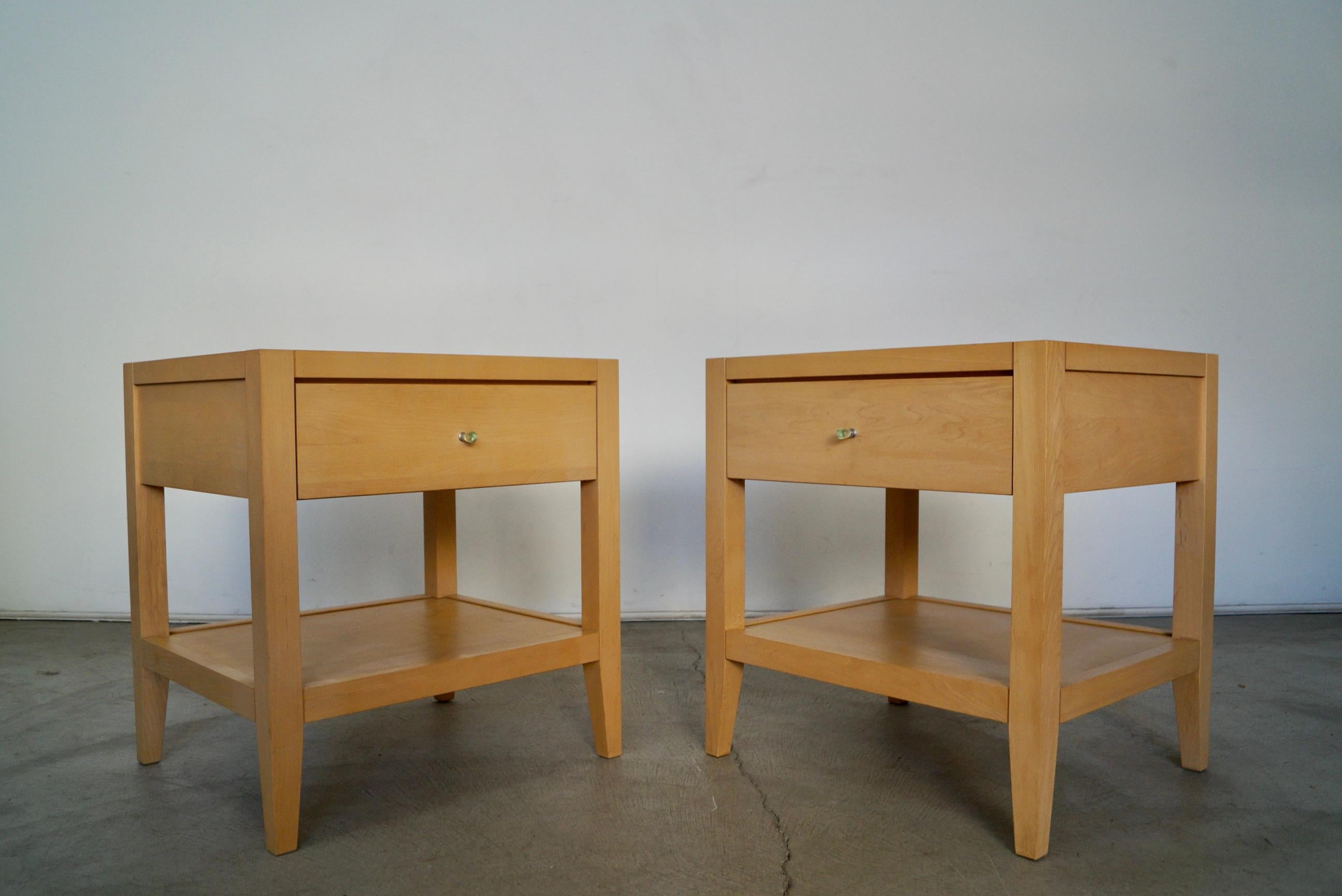 1990's Postmodern Baronet Furniture Solid Maple Nightstands, a Pair 1