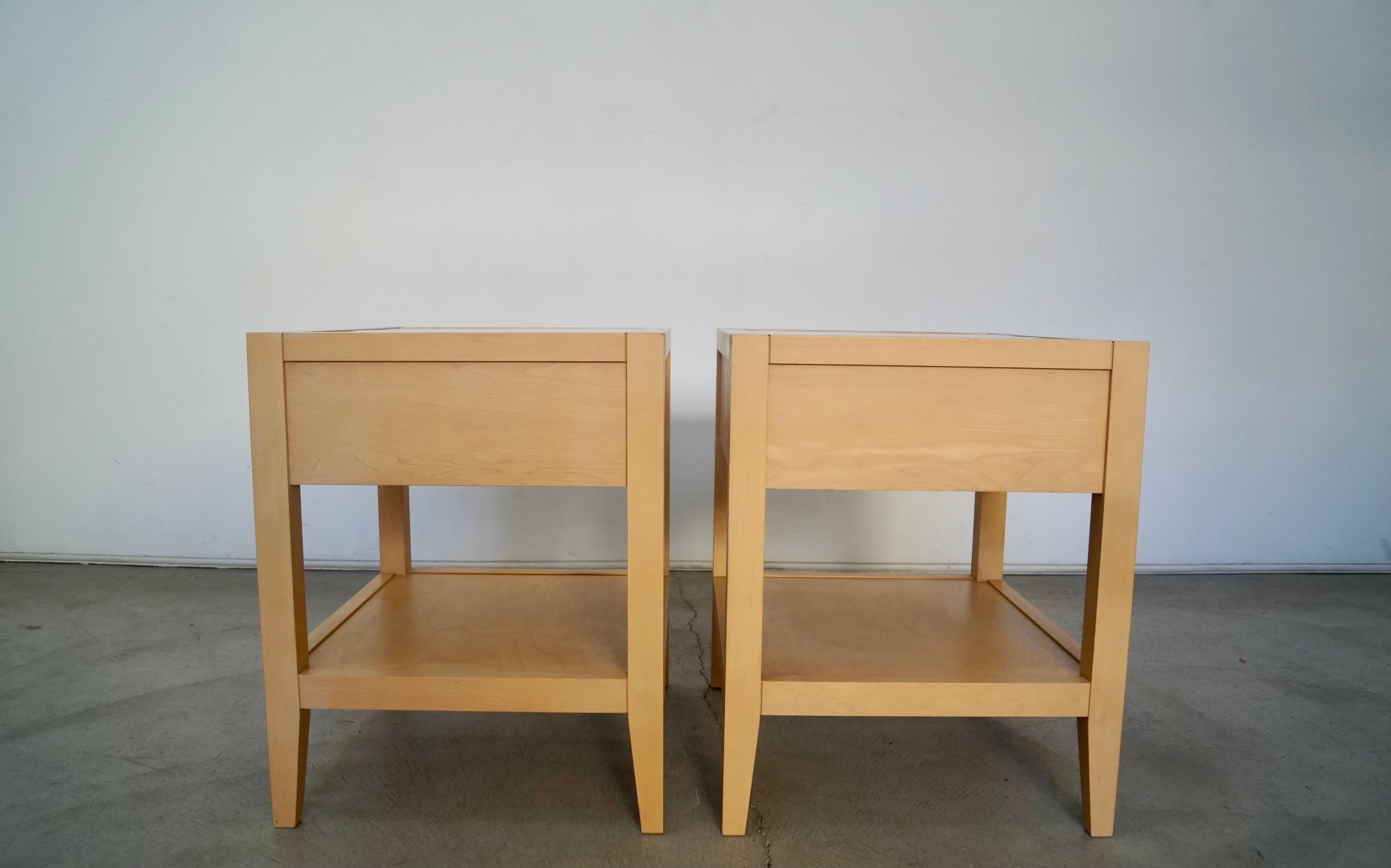 Post-Modern 1990's Postmodern Baronet Furniture Solid Maple Nightstands, a Pair