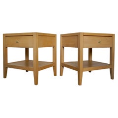 1990's Postmodern Baronet Furniture Solid Maple Nightstands, a Pair