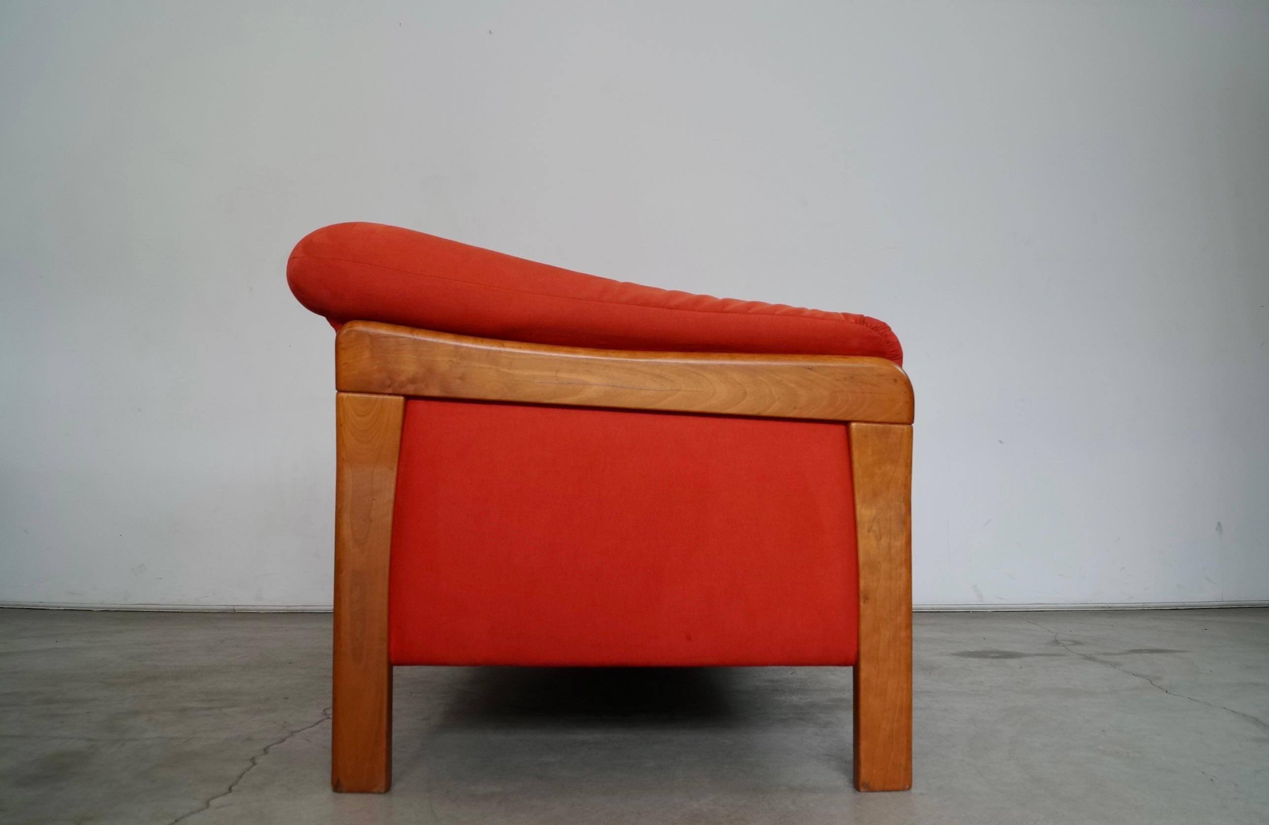 Fabric 1990's Postmodern Danish Modern Style Teak Sofa by KSL