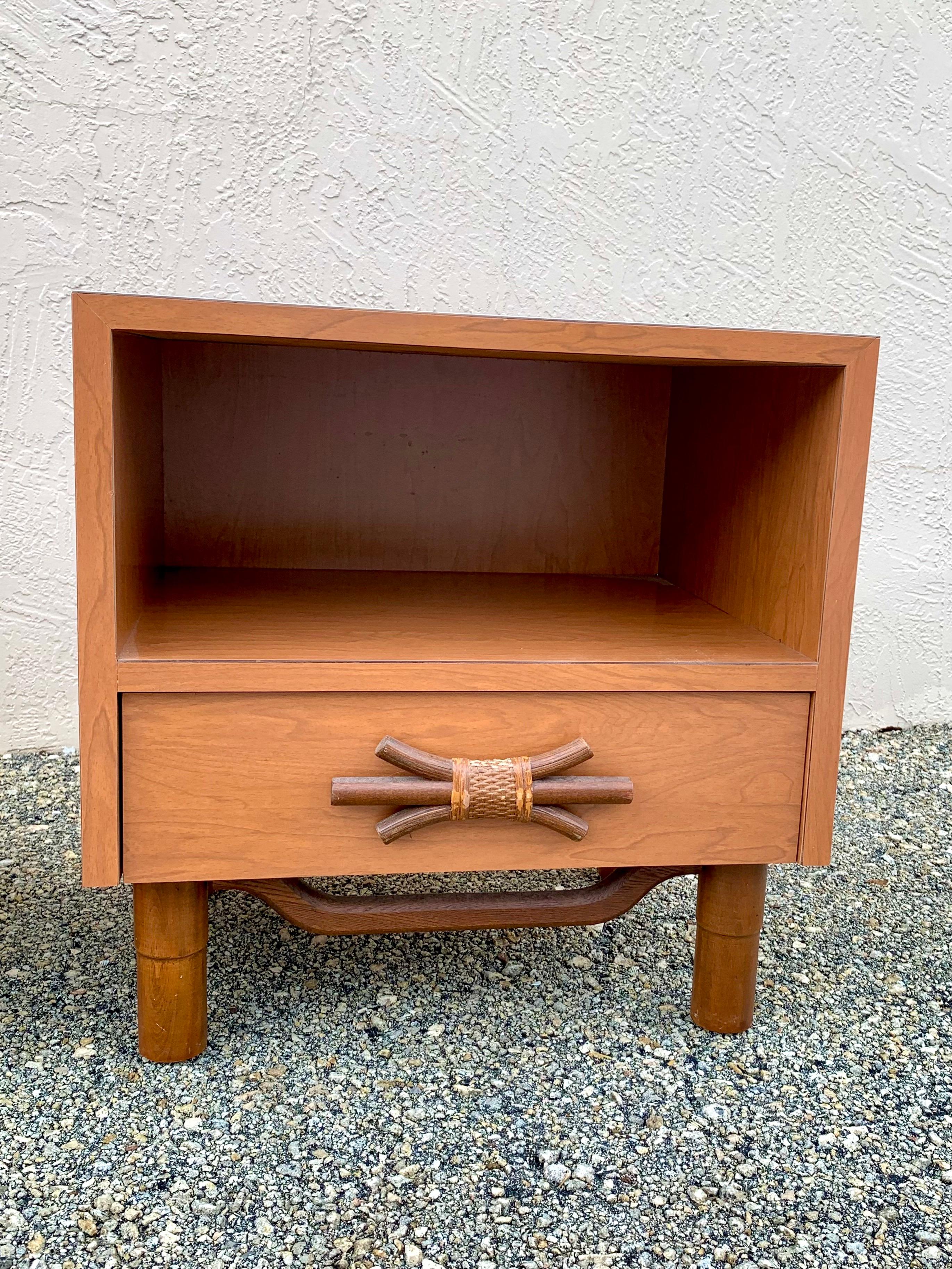 Post-Modern 1990s Postmodern Faux Bamboo Nightstands, a Pair For Sale