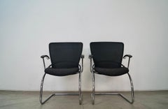 1990's Postmodern German Chrome Cantilever Arm Chairs - A Pair