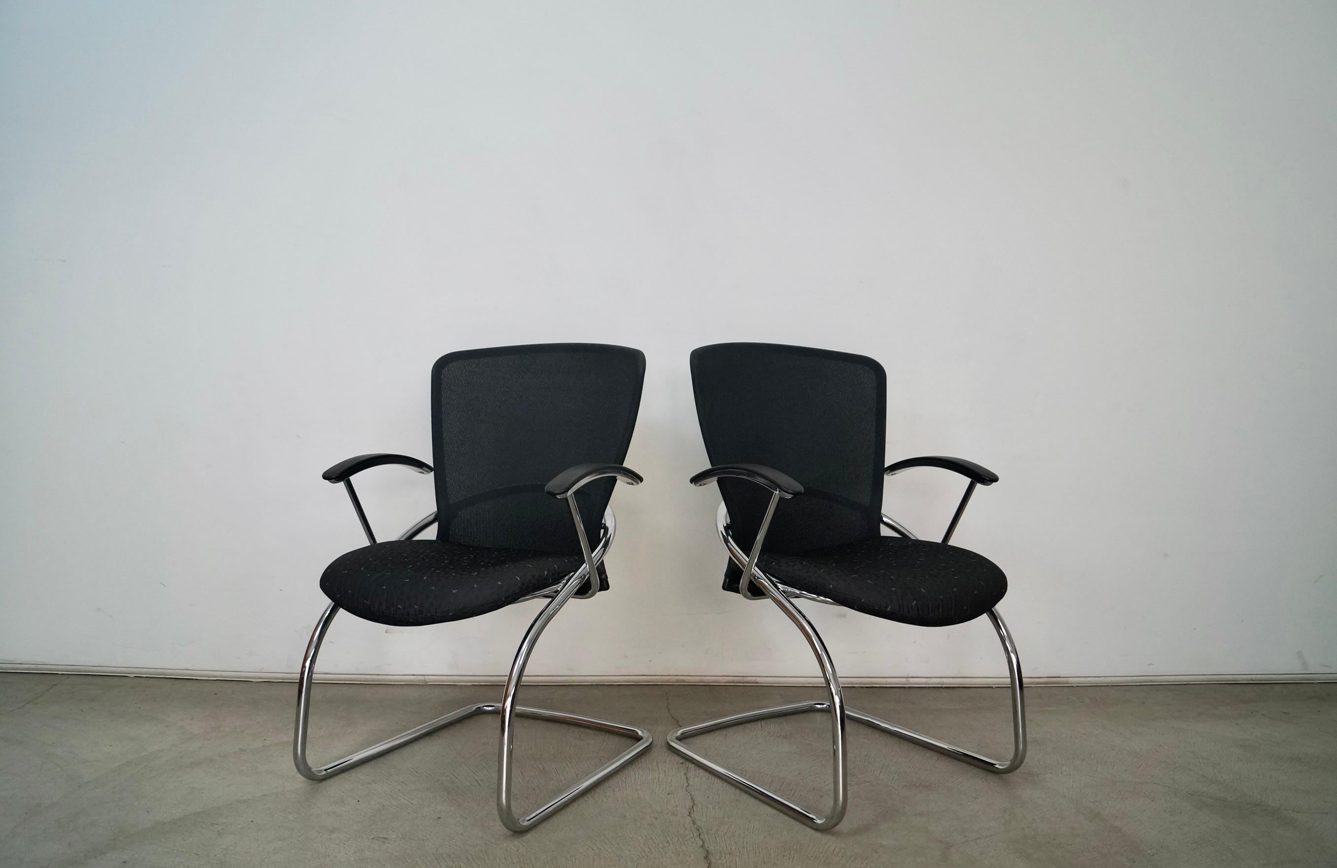 Post-Modern 1990's Postmodern German Chrome Cantilever Arm Chairs - A Pair For Sale