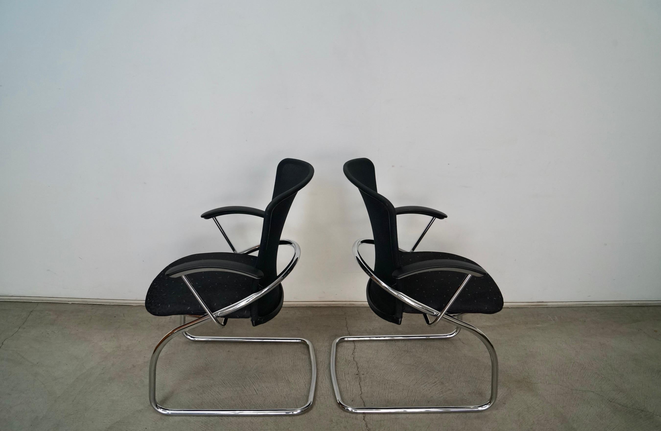 Late 20th Century 1990's Postmodern German Chrome Cantilever Arm Chairs - A Pair For Sale