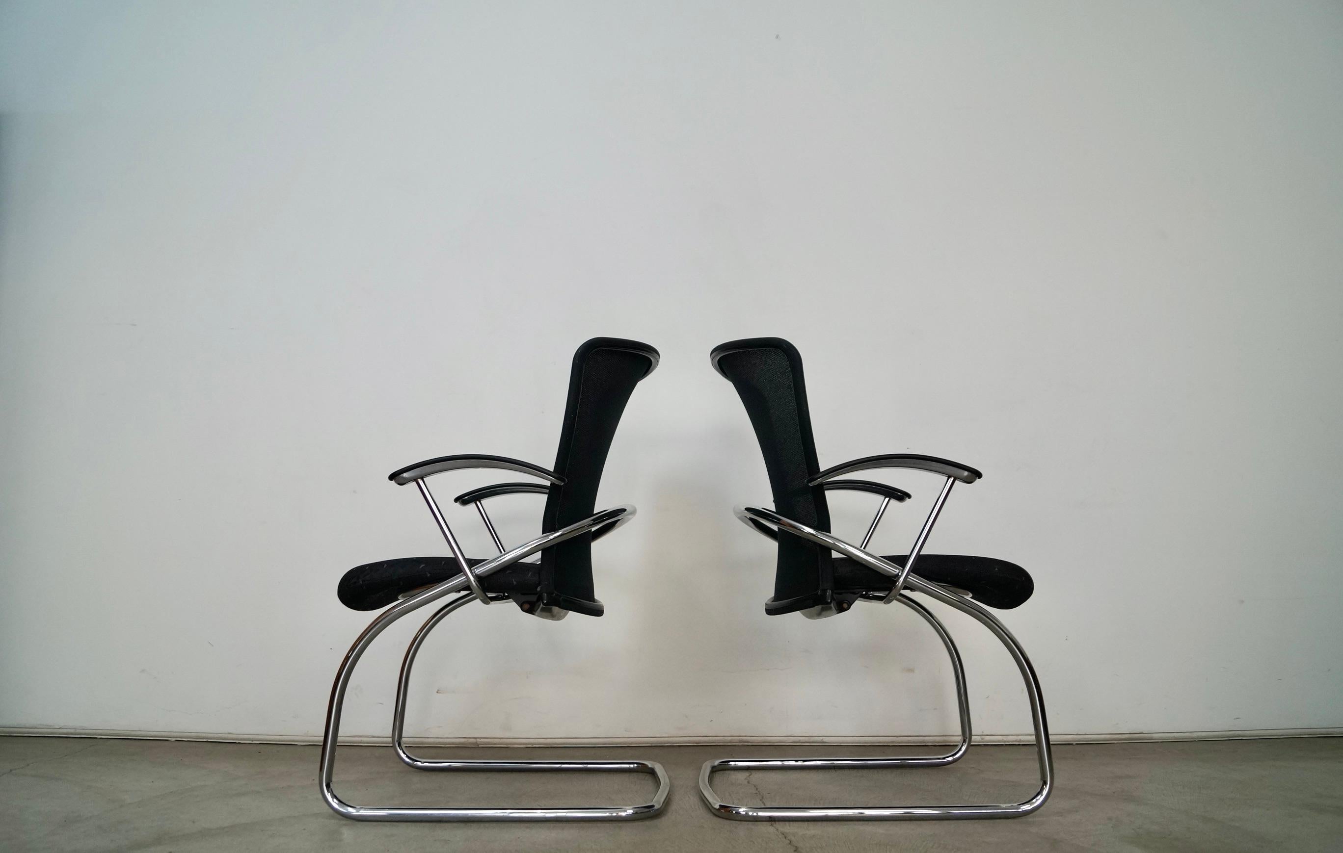 1990's Postmodern German Chrome Cantilever Arm Chairs - A Pair For Sale 1