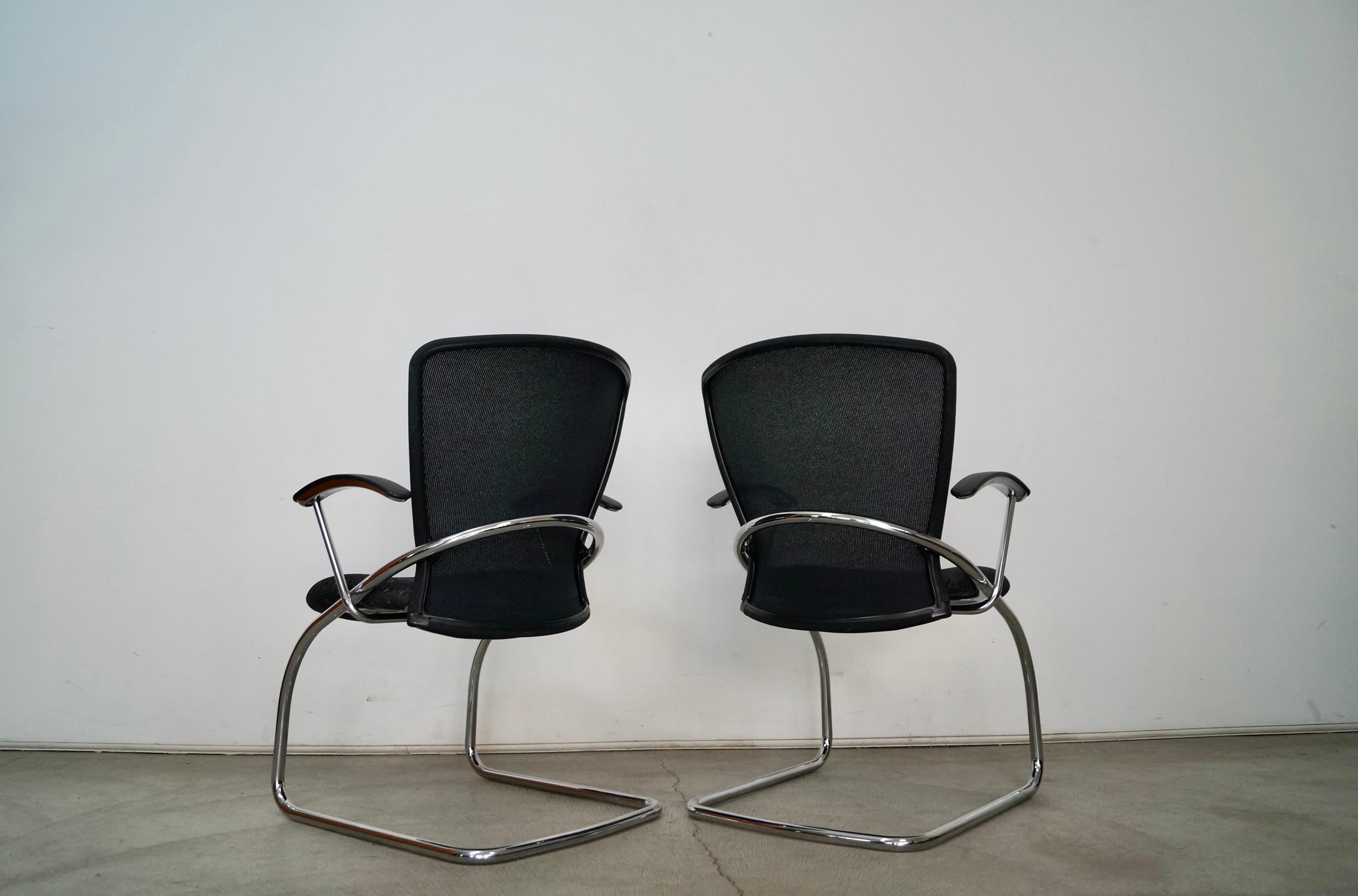 1990's Postmodern German Chrome Cantilever Arm Chairs - A Pair For Sale 2