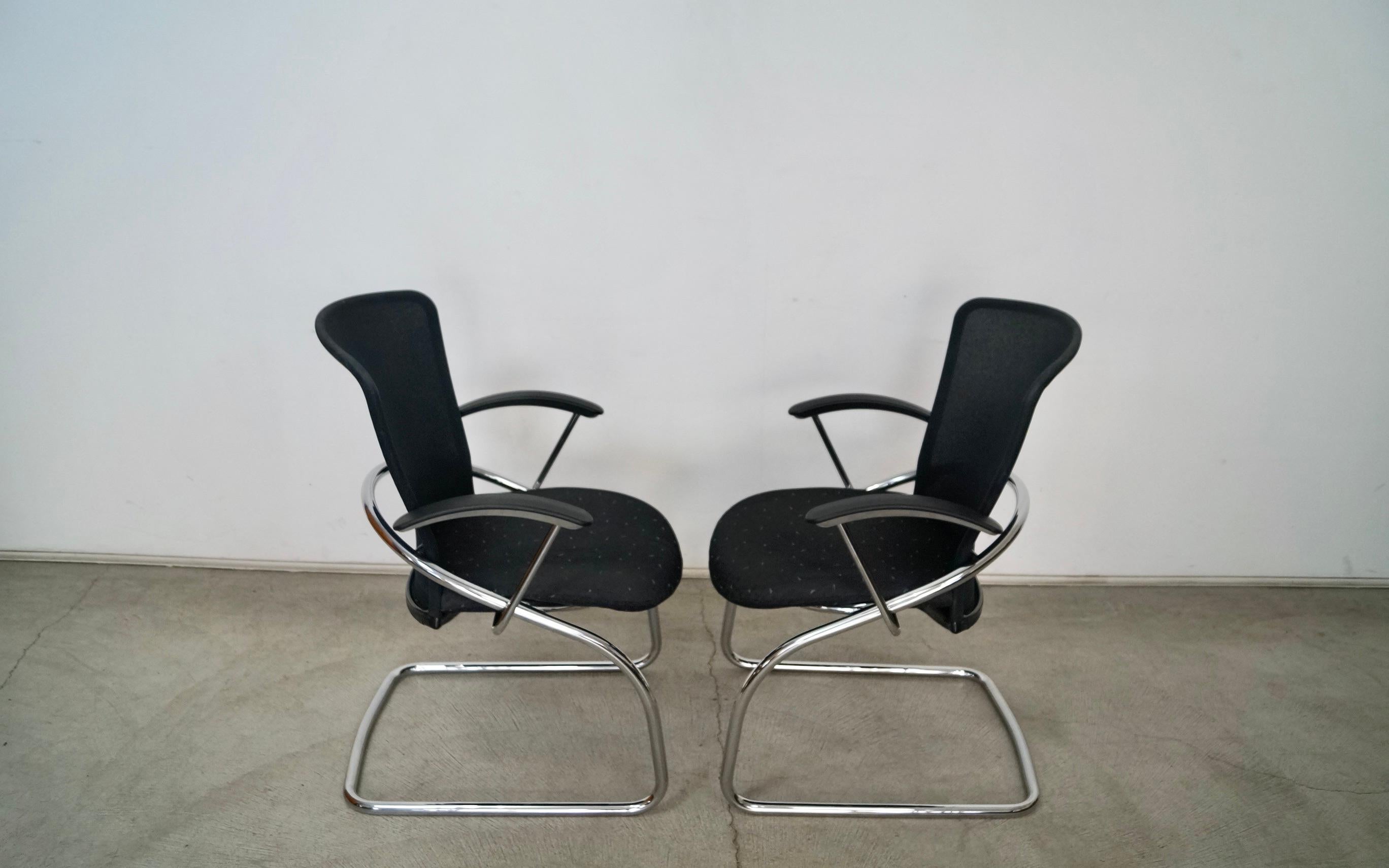1990's Postmodern German Chrome Cantilever Arm Chairs - A Pair For Sale 4