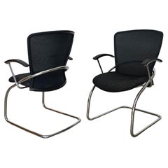 Used 1990's Postmodern German Chrome Cantilever Arm Chairs - A Pair