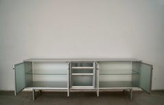 1990's Postmodern Italian Driade Aleph Aluminum & Glass Credenza / Sideboard