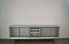 Credenza / Aparador italiano postmoderno Driade Aleph de aluminio y cristal de los años 90