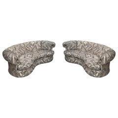 1990s Postmodern Kidney Cloud Sofa Settee, a Pair