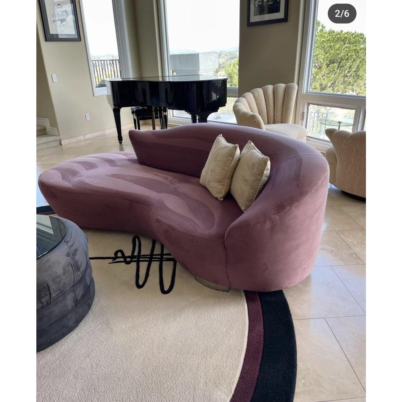 1990s Postmodern Mauve Pink Serpentine Cloud Sofa 3