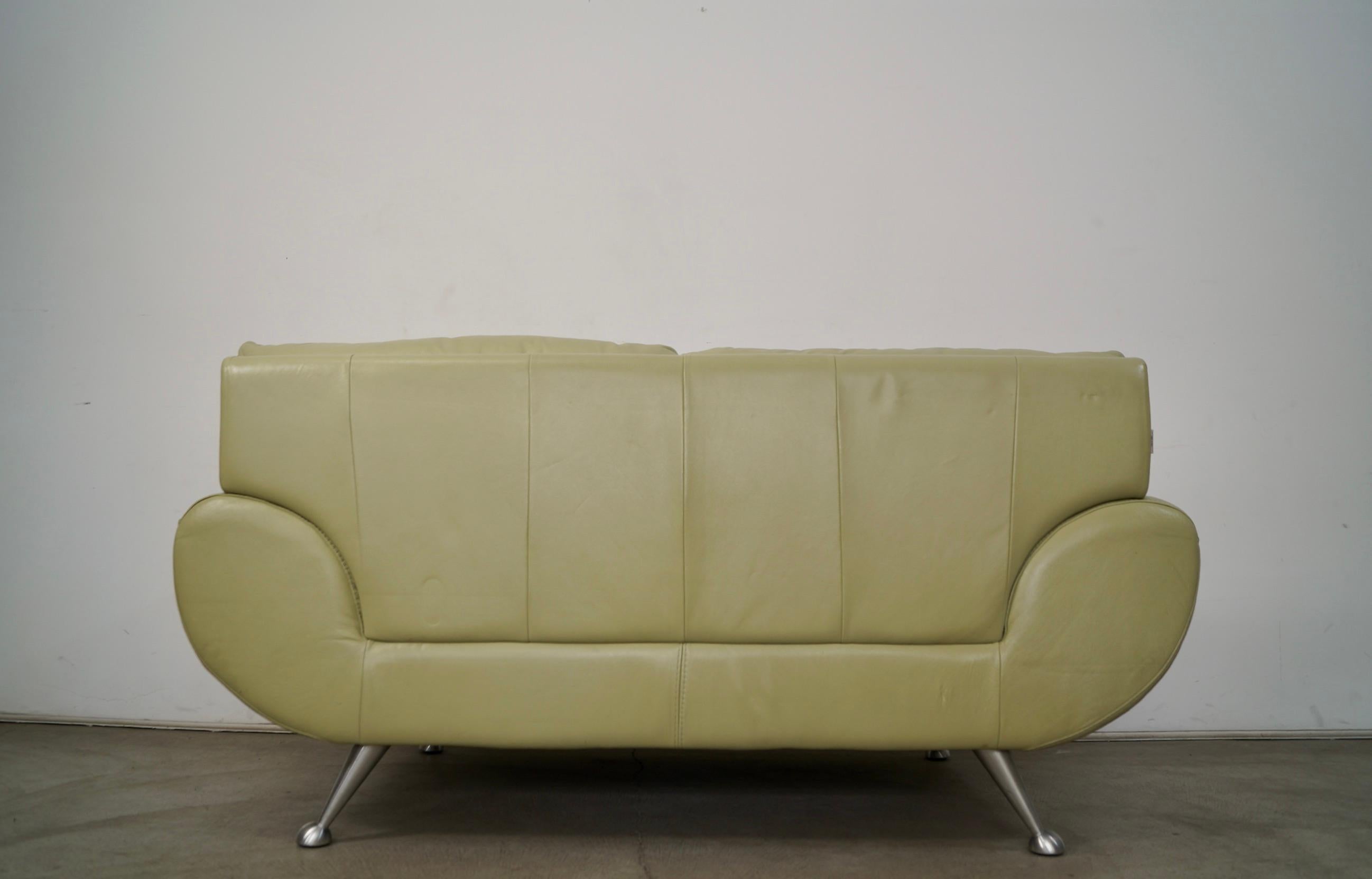 1990's Postmodern Nicoletti Salotti Leather Lounge Loveseat Sofa For Sale 3