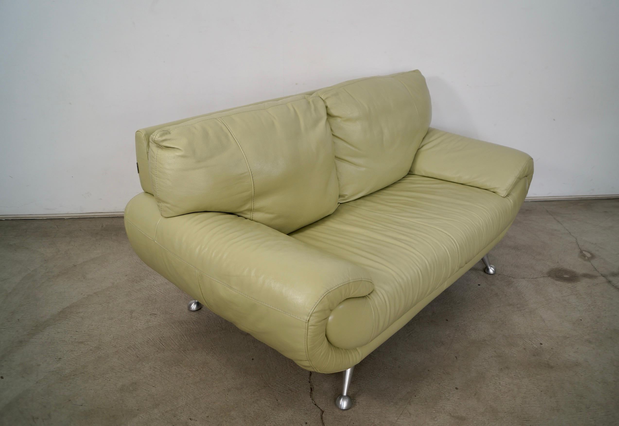 1990's Postmodern Nicoletti Salotti Leather Lounge Loveseat Sofa For Sale 4