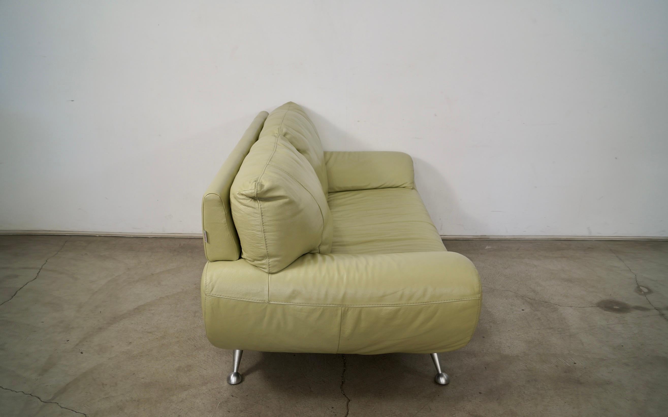 1990's Postmodern Nicoletti Salotti Leather Lounge Loveseat Sofa For Sale 7