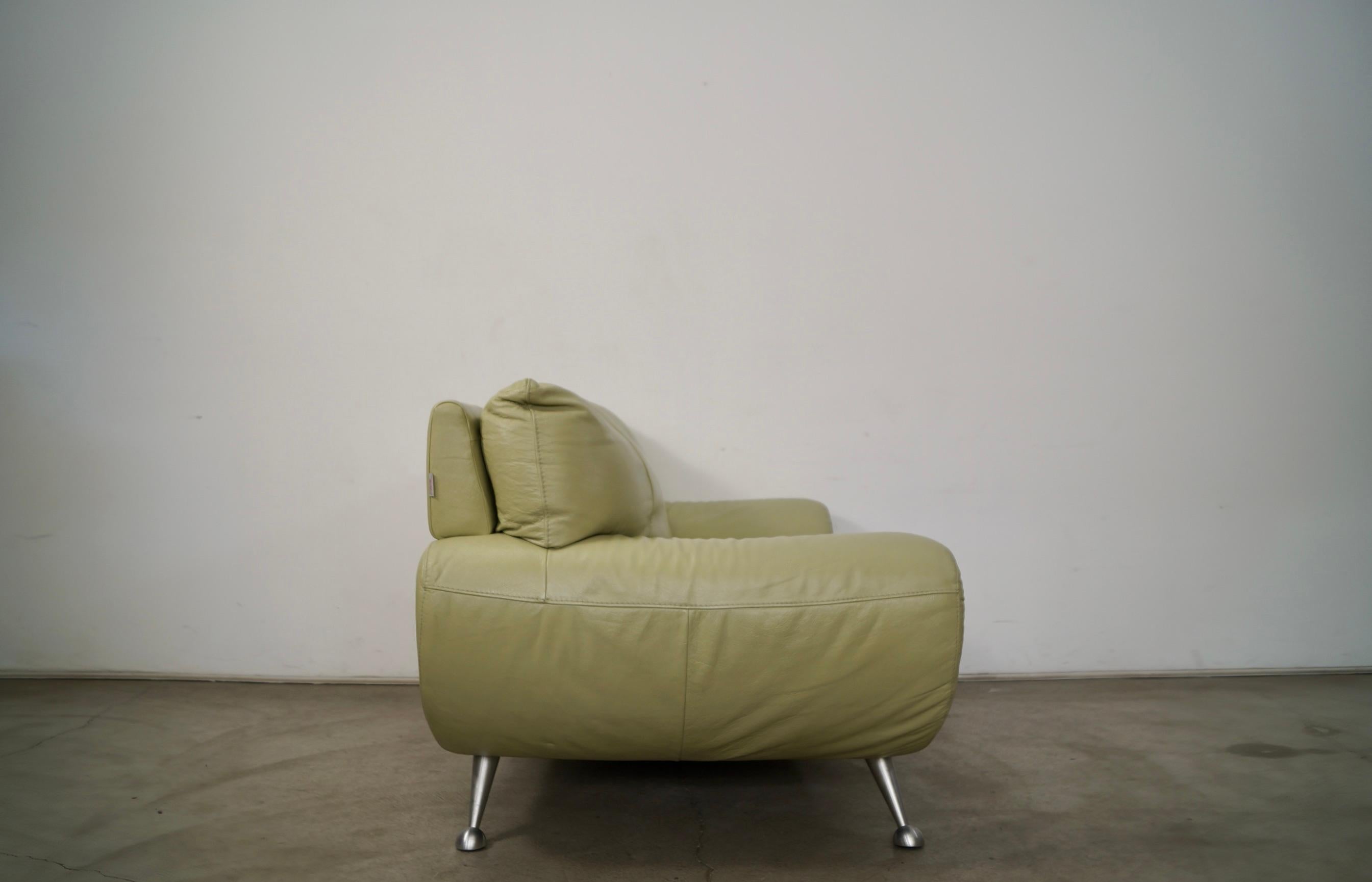 1990's Postmodern Nicoletti Salotti Leather Lounge Loveseat Sofa For Sale 8
