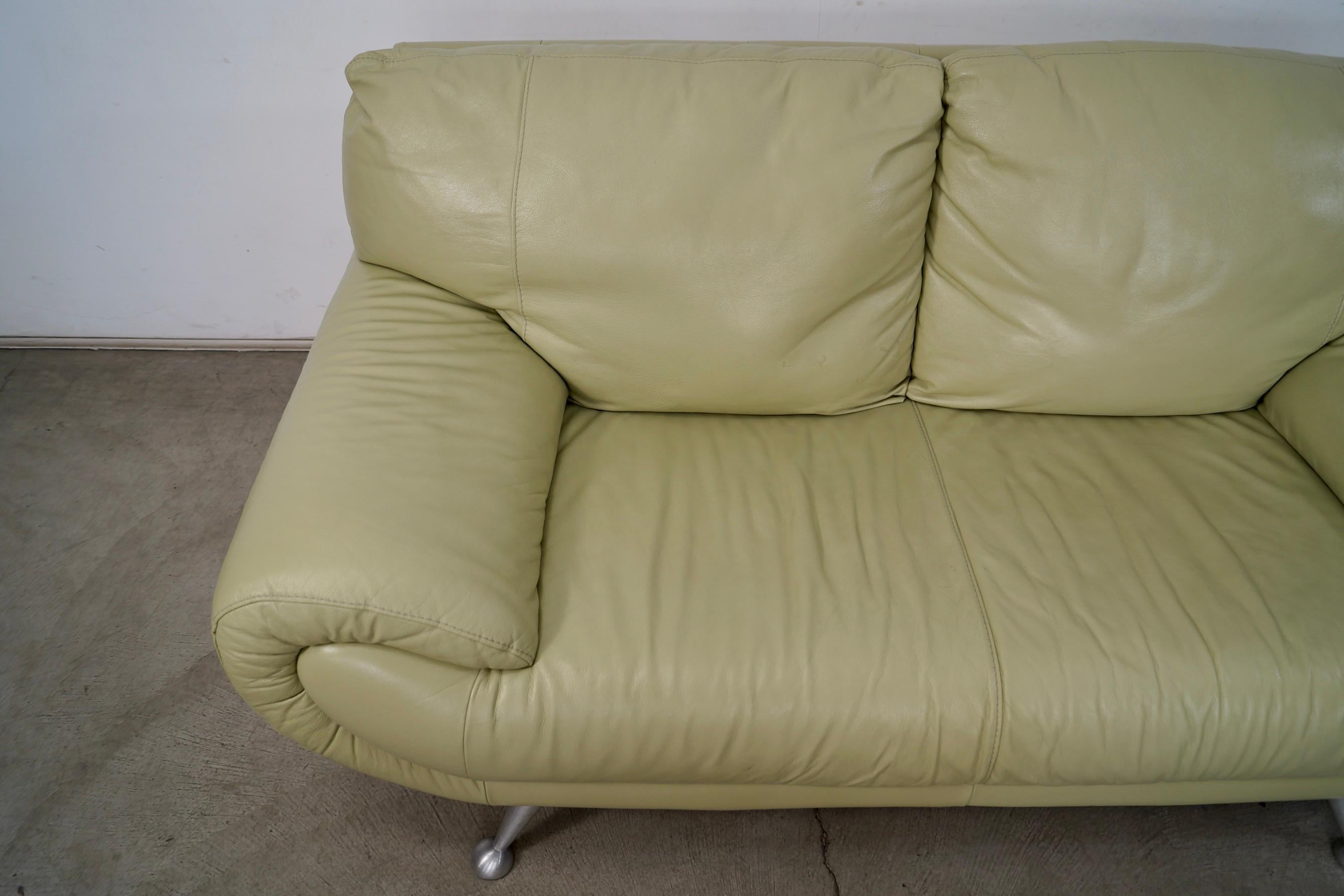 1990's Postmodern Nicoletti Salotti Leather Lounge Loveseat Sofa For Sale 9
