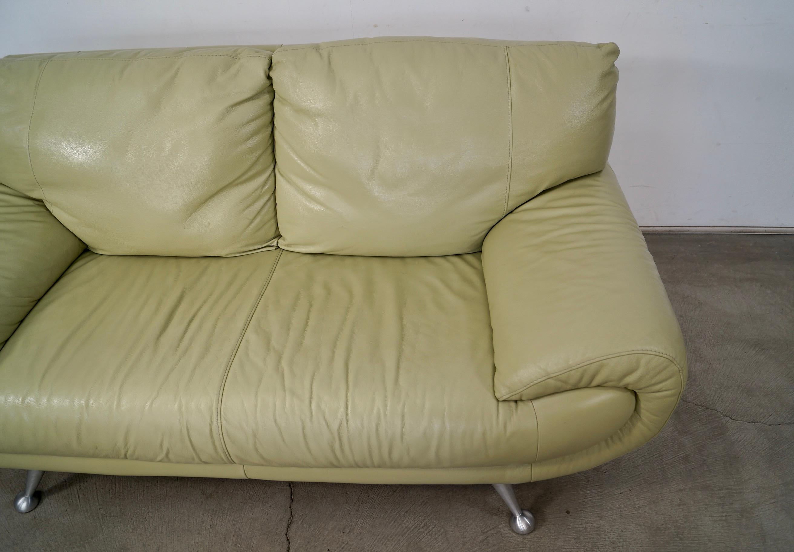 1990's Postmodern Nicoletti Salotti Leather Lounge Loveseat Sofa For Sale 10