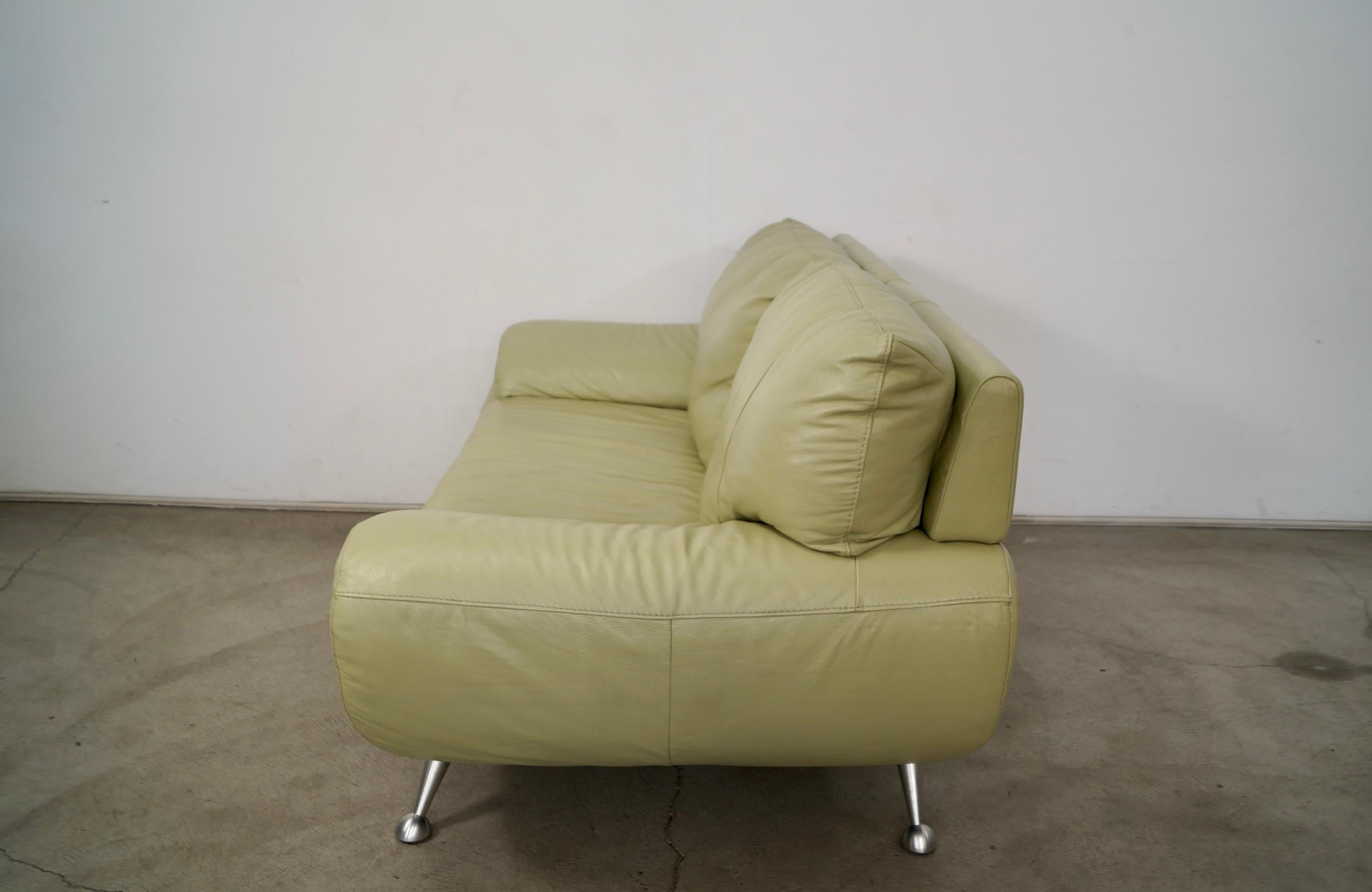 1990's Postmodern Nicoletti Salotti Leather Lounge Loveseat Sofa For Sale 2