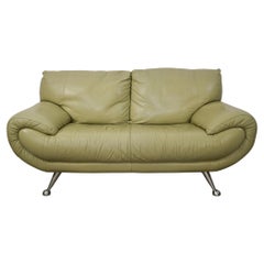 1990's Postmodern Nicoletti Salotti Leather Lounge Loveseat Sofa