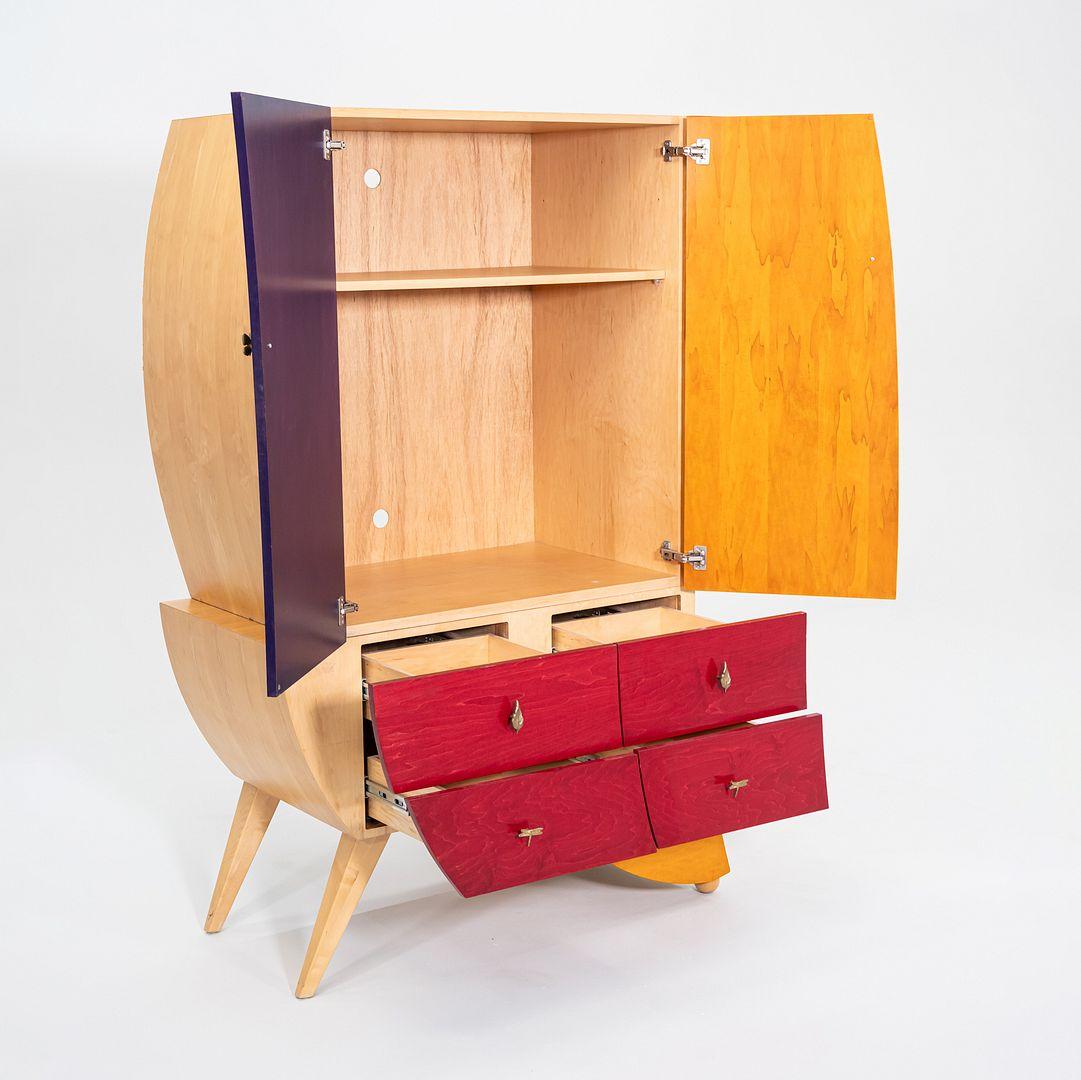 1990s Postmodern Sculptural Studio Craft Color Block Maple Armoire / Cabinet For Sale 4