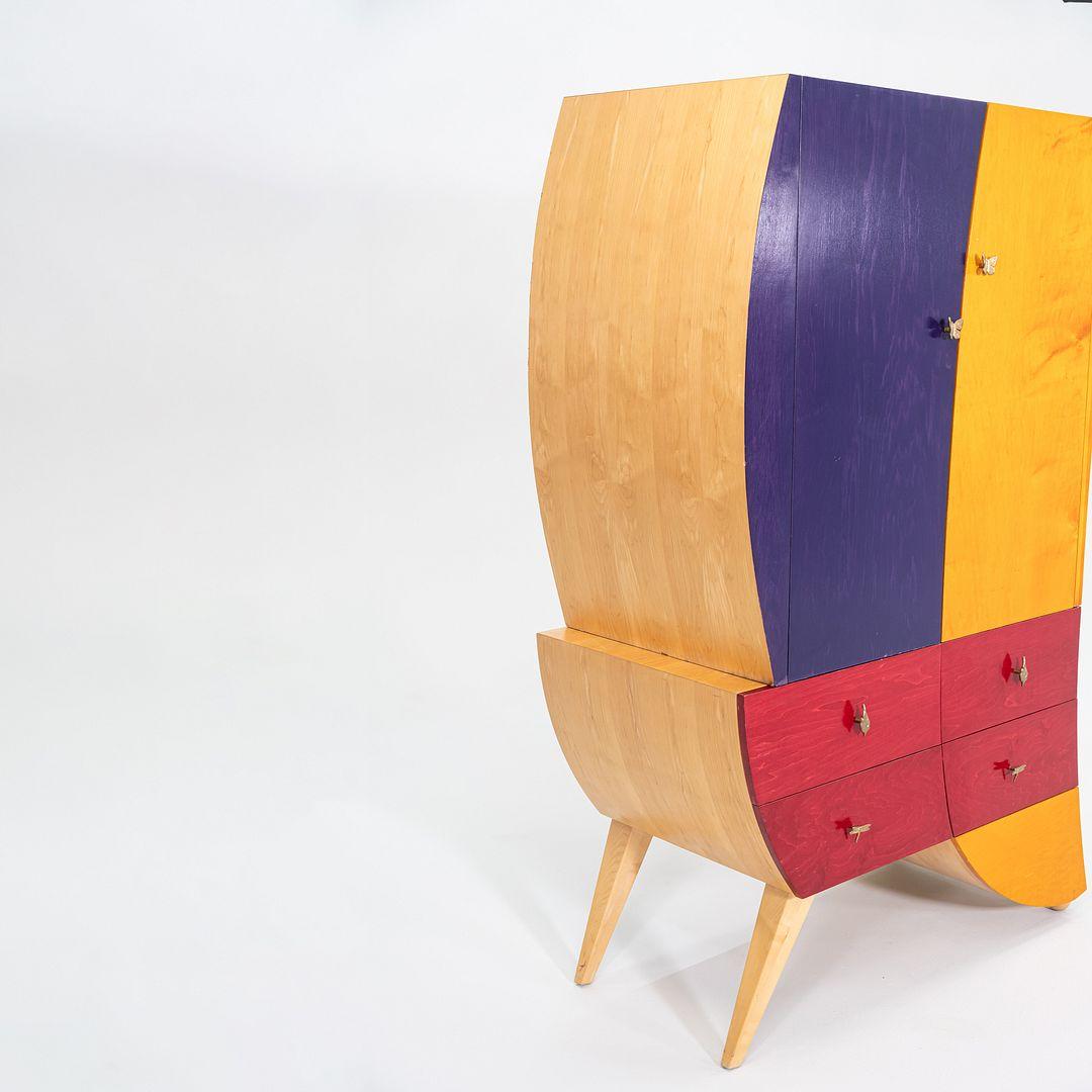 1990s Postmodern Sculptural Studio Craft Color Block Maple Armoire / Cabinet For Sale 5