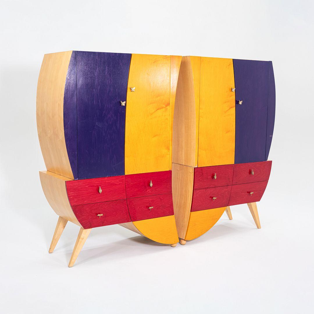 1990s Postmodern Sculptural Studio Craft Color Block Maple Armoire / Cabinet For Sale 5