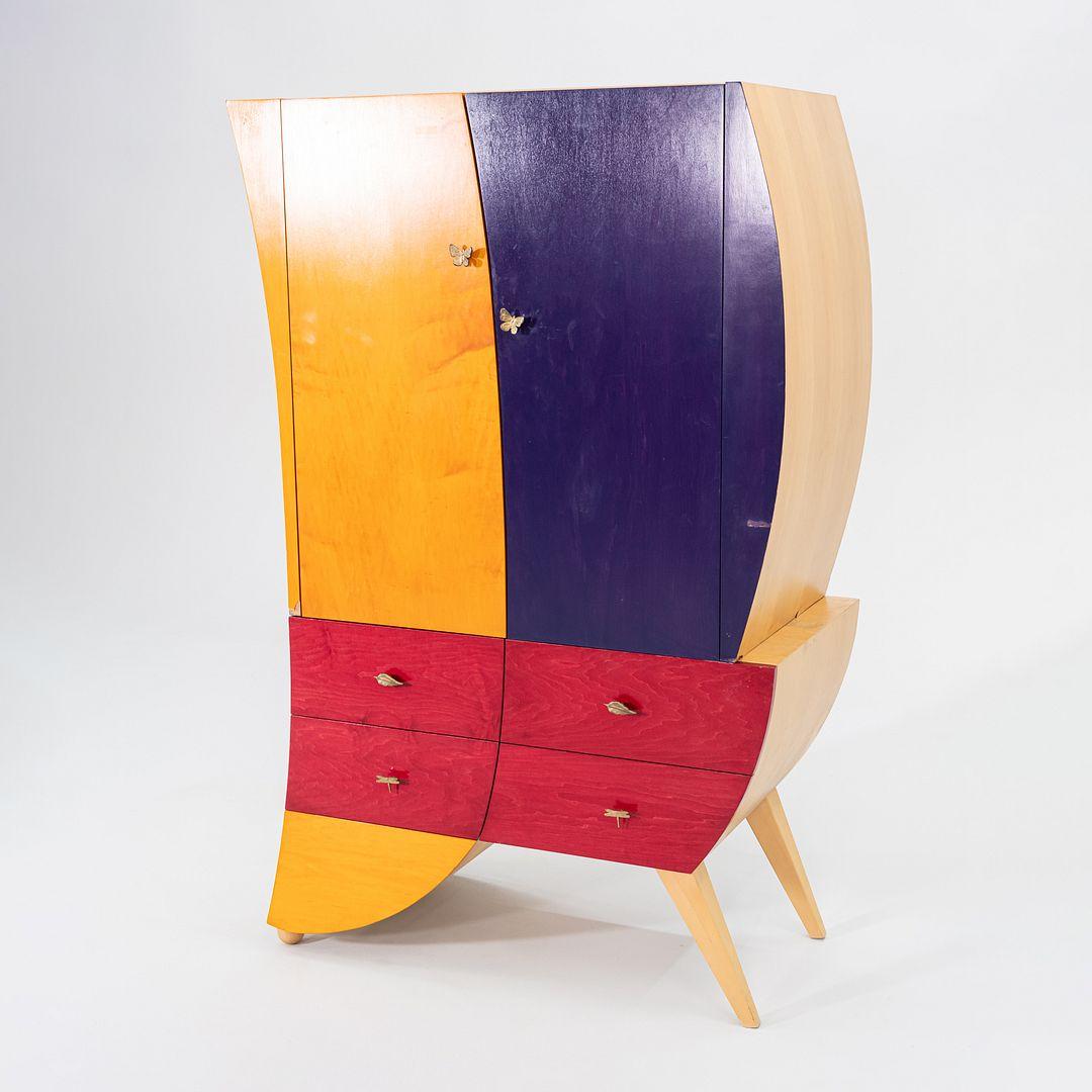 Modern 1990s Postmodern Sculptural Studio Craft Color Block Maple Armoire / Cabinet For Sale