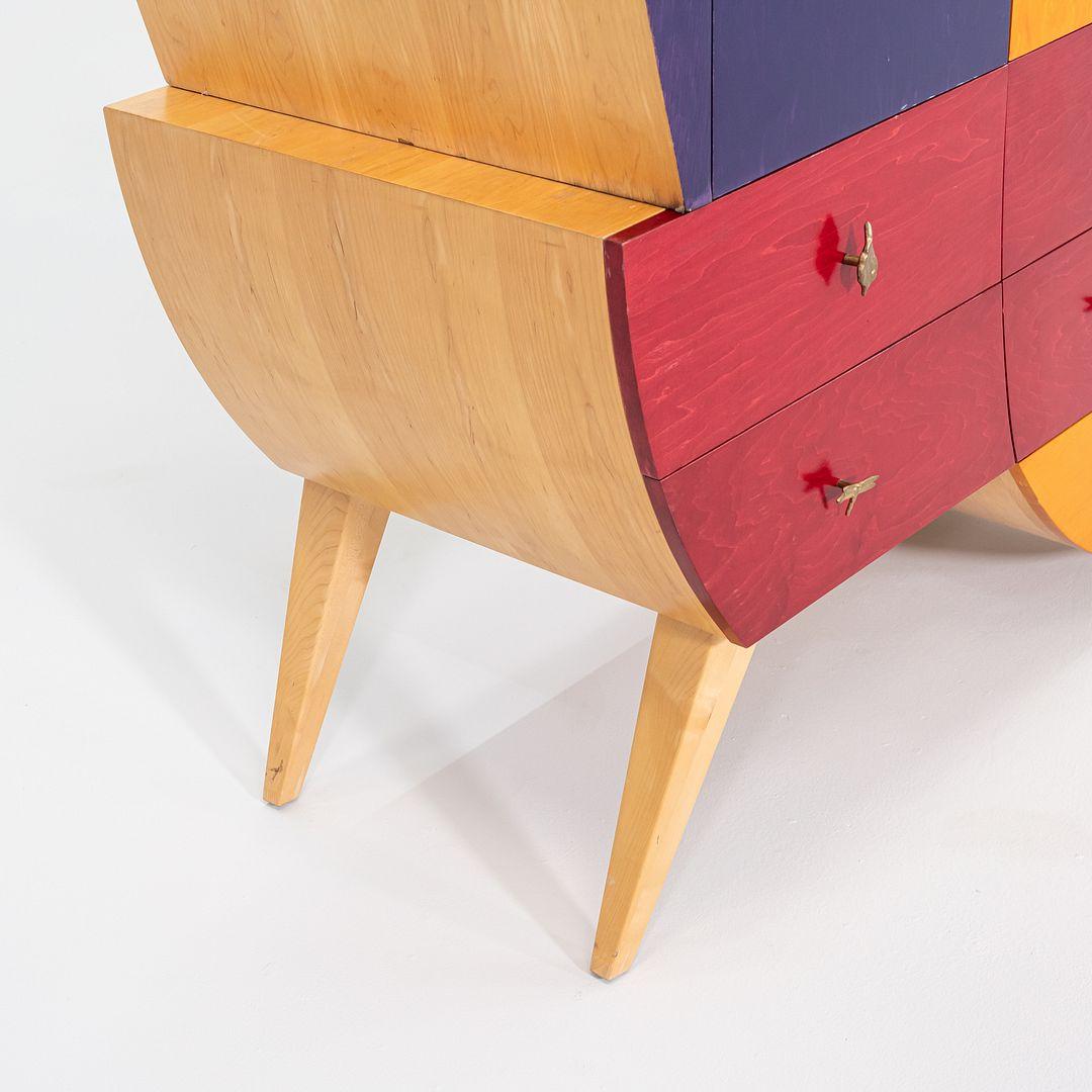 1990s Postmodern Sculptural Studio Craft Color Block Maple Armoire / Cabinet In Good Condition For Sale In Philadelphia, PA
