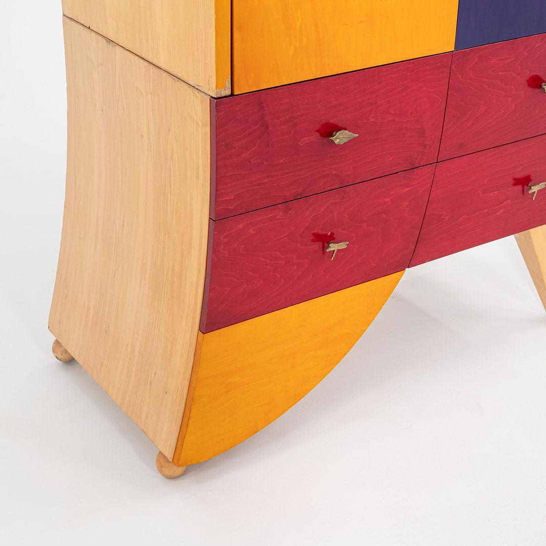 1990s Postmodern Sculptural Studio Craft Color Block Maple Armoire / Cabinet In Good Condition For Sale In Philadelphia, PA