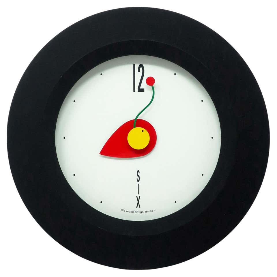 Vintage Postmodern Handmade Enameled Metal and Glass Clock For Sale at ...