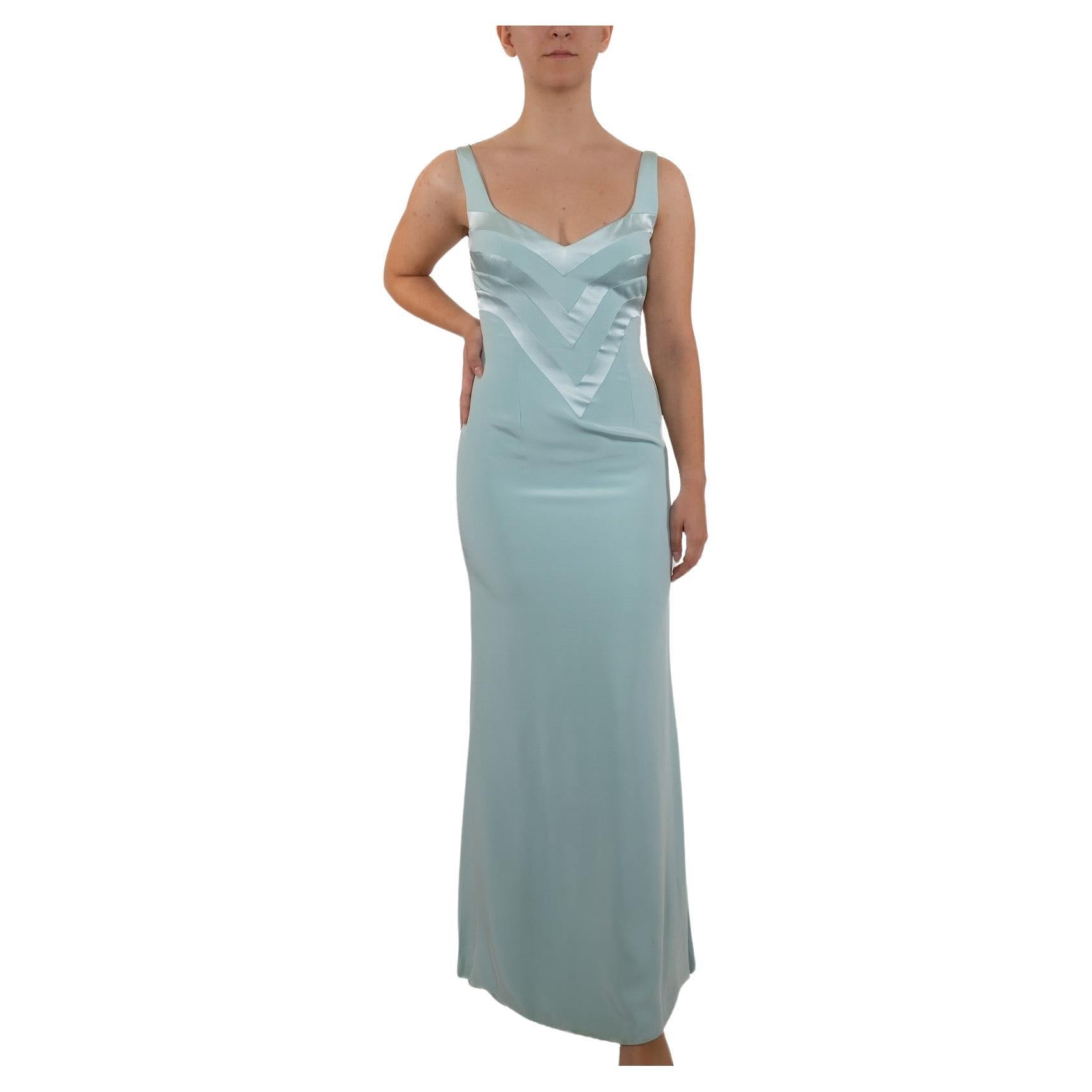 1990S - Robe à coutures apparentes en crêpe de soie et satin dans le dos en vente