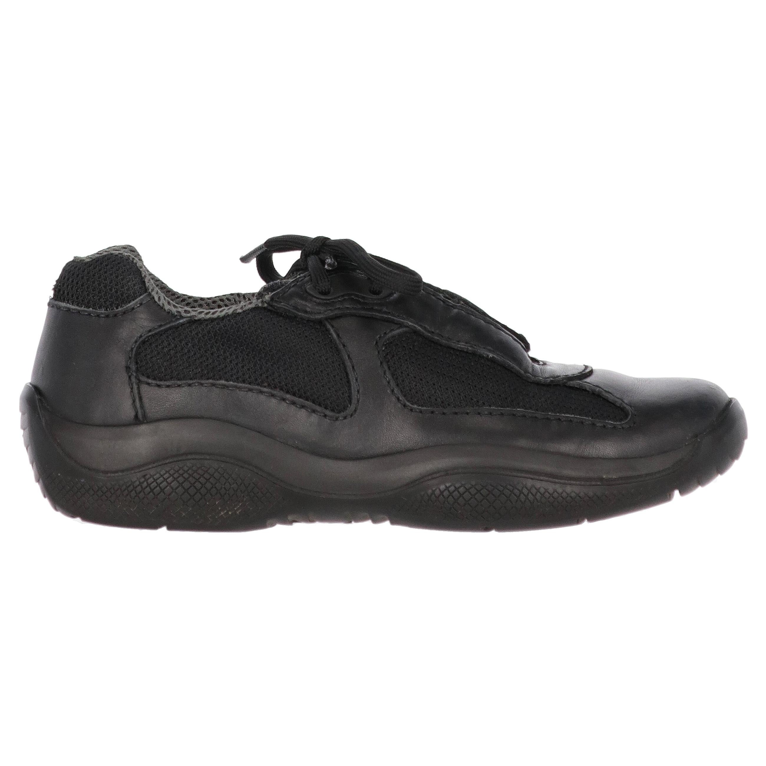 1990s Prada Black Lace-up Shoes