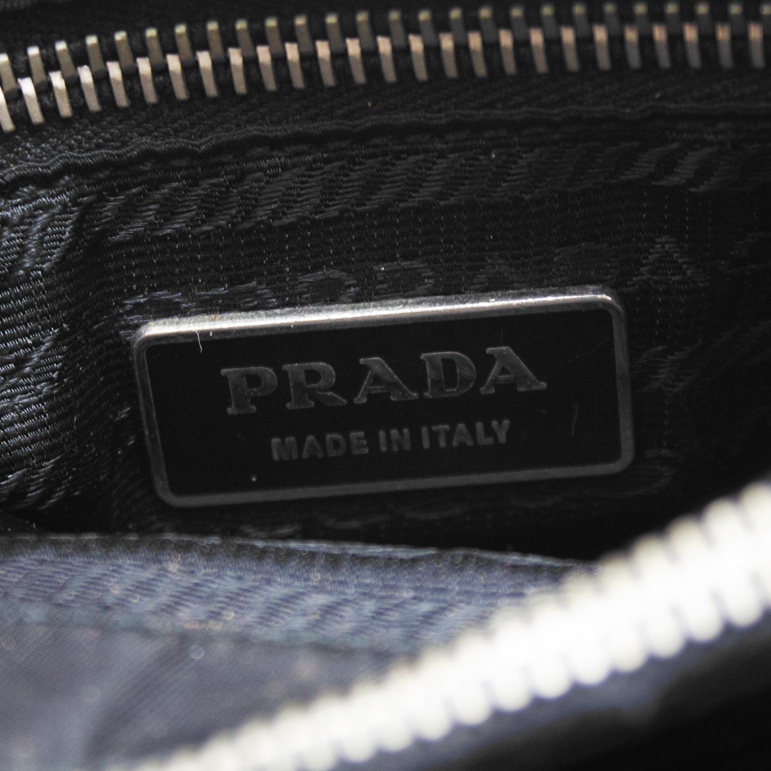 1990s Prada Black Leather and Nylon Mini Bag For Sale 3