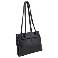 1990s Prada Black Leather Shoulder Bag
