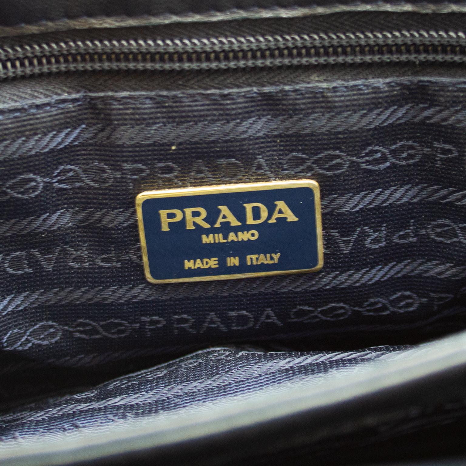 Women's or Men's 1990s Prada Black Leather Shoulder Bag  For Sale