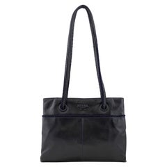 1990s Prada Black Leather Shoulder Bag