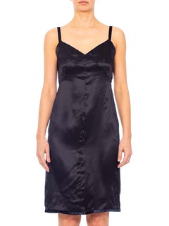 1990s PRADA Black Silk Charmeuse Slip style Dress