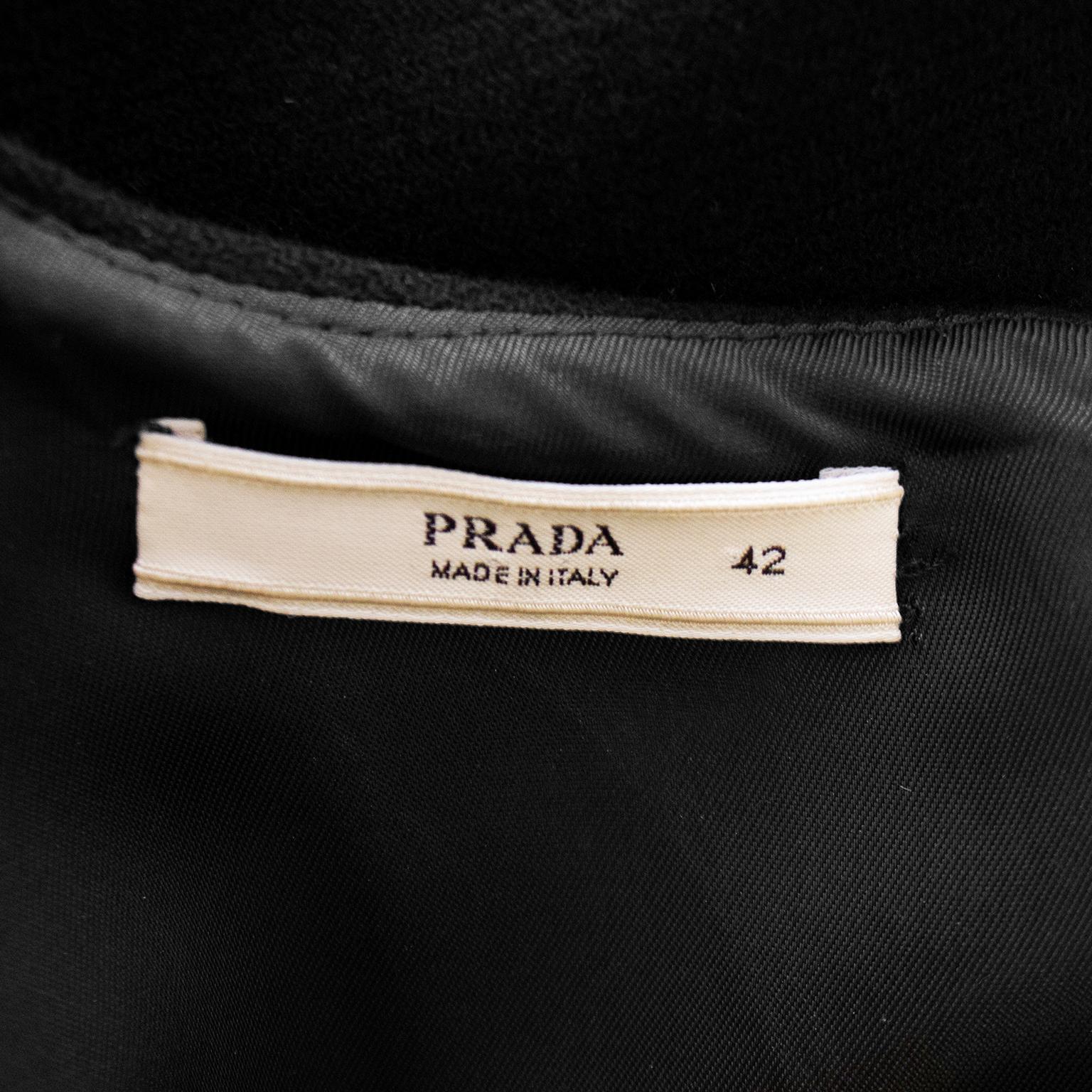 1990s Prada Black Wool Shift Dress  1