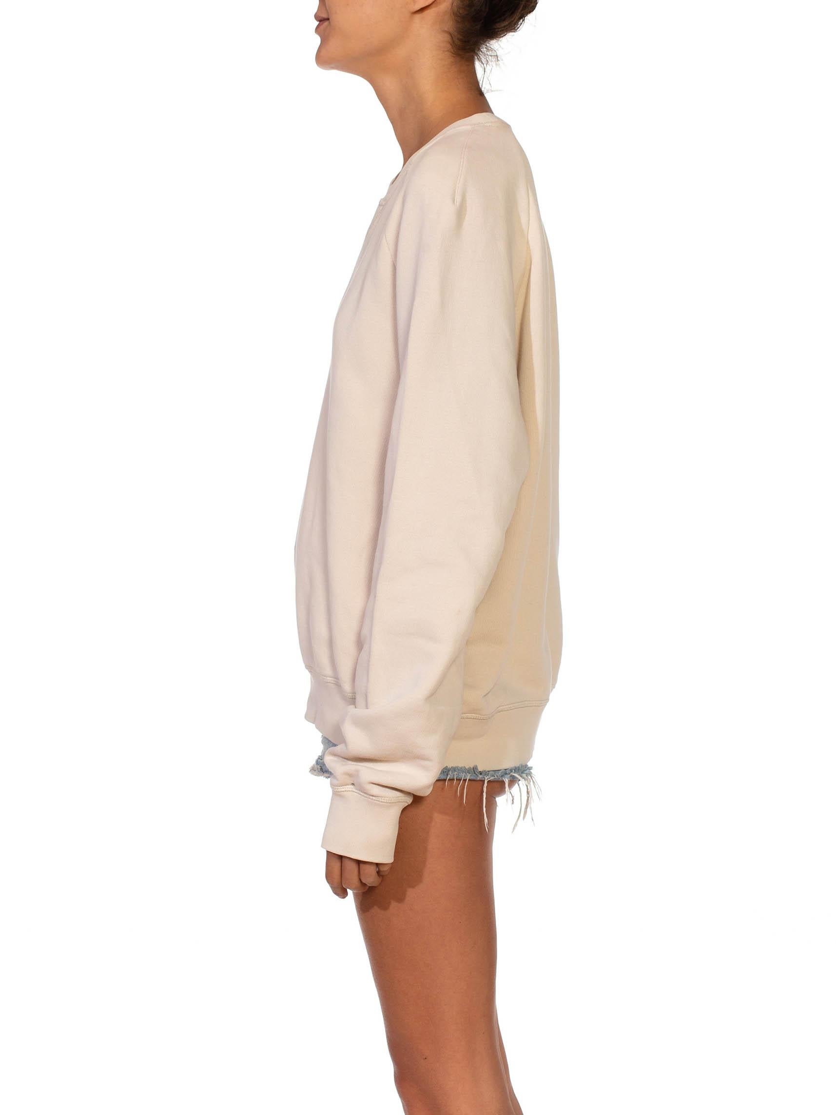 1990er PRADA Cremefarbenes langärmeliges Sweatshirt aus Baumwolle (Beige) im Angebot